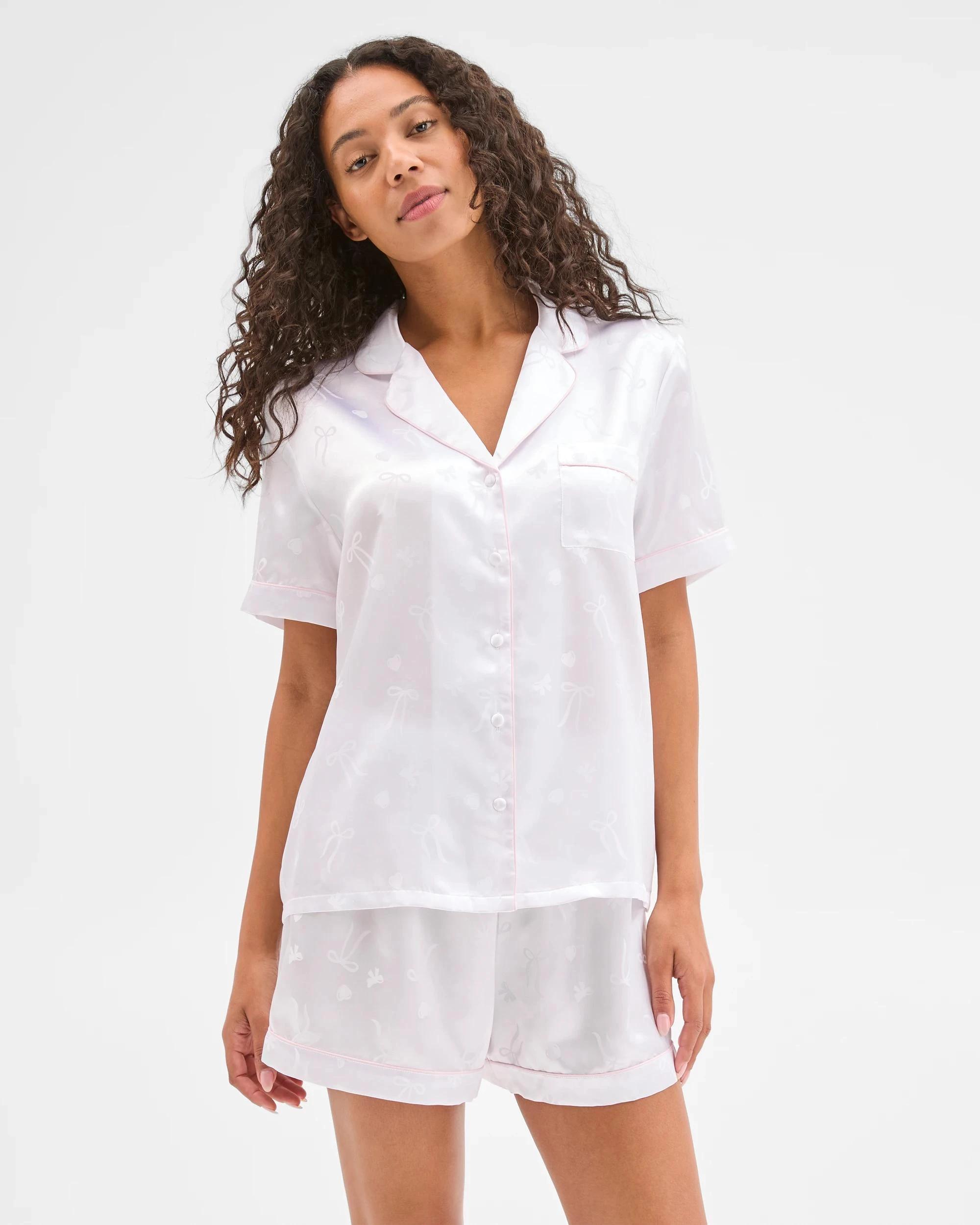 2 Target Woman Satin Short Pyjama Set WHITE, 2 of 7