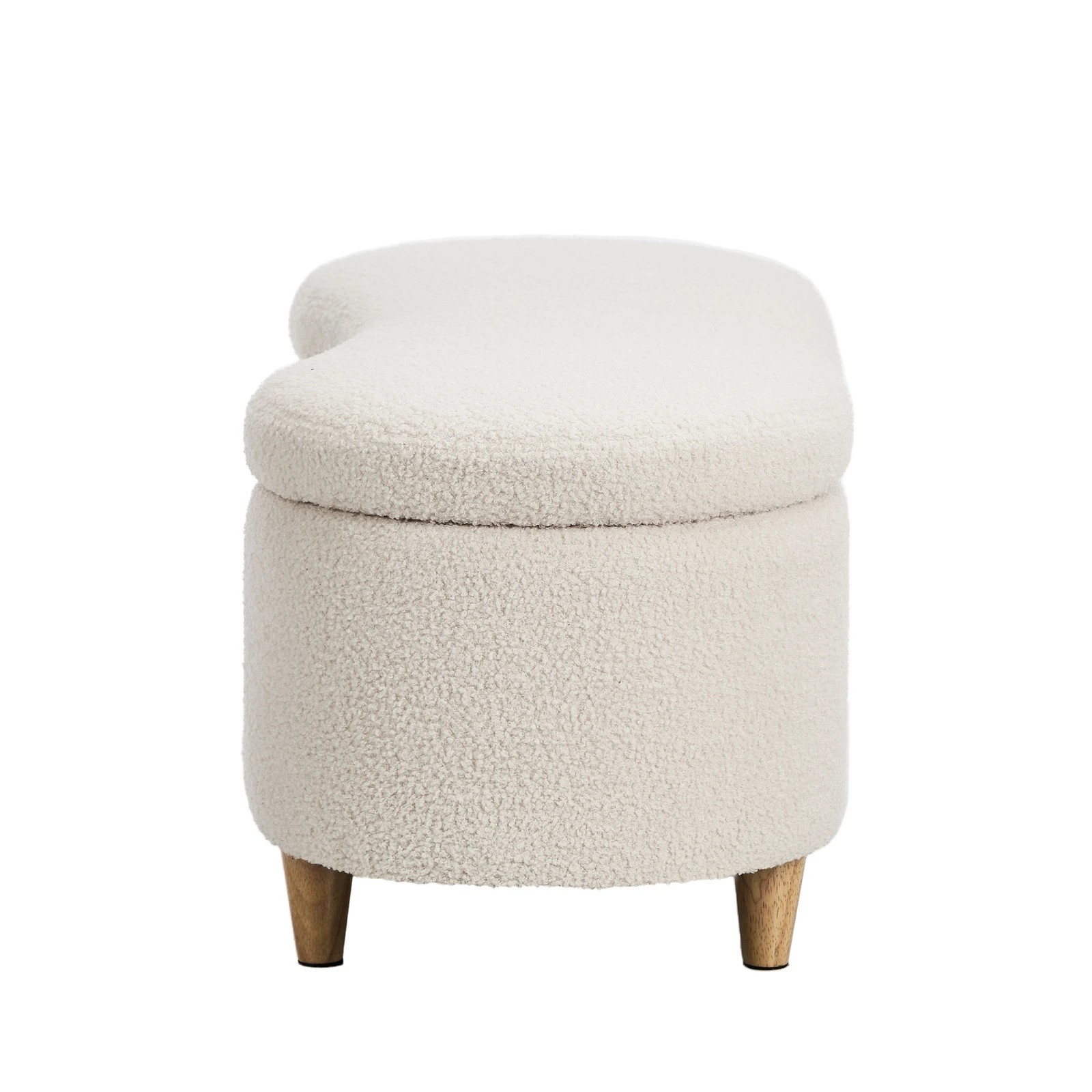 7 Oikiture Storage Ottoman CASHEW Shape Boucle - Beige, 7 of 10