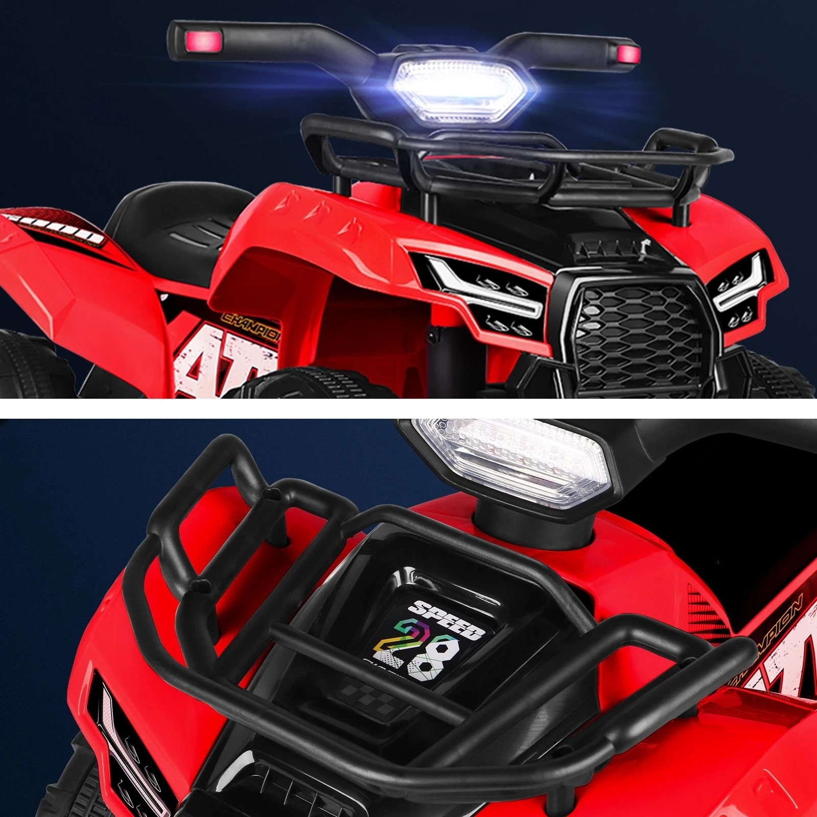 8 Alfordson Kids Ride On Car Electric ATV Toy 25W Motor W/ USB MP3 LED Lights - Red, 8 of 10