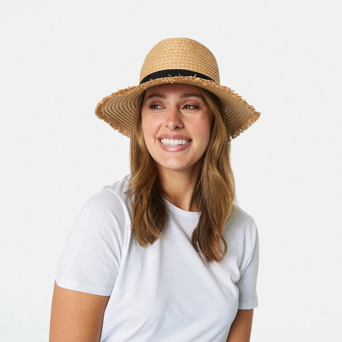 3 Fray Edge Fedora Hat Dk Natural, 3 of 3