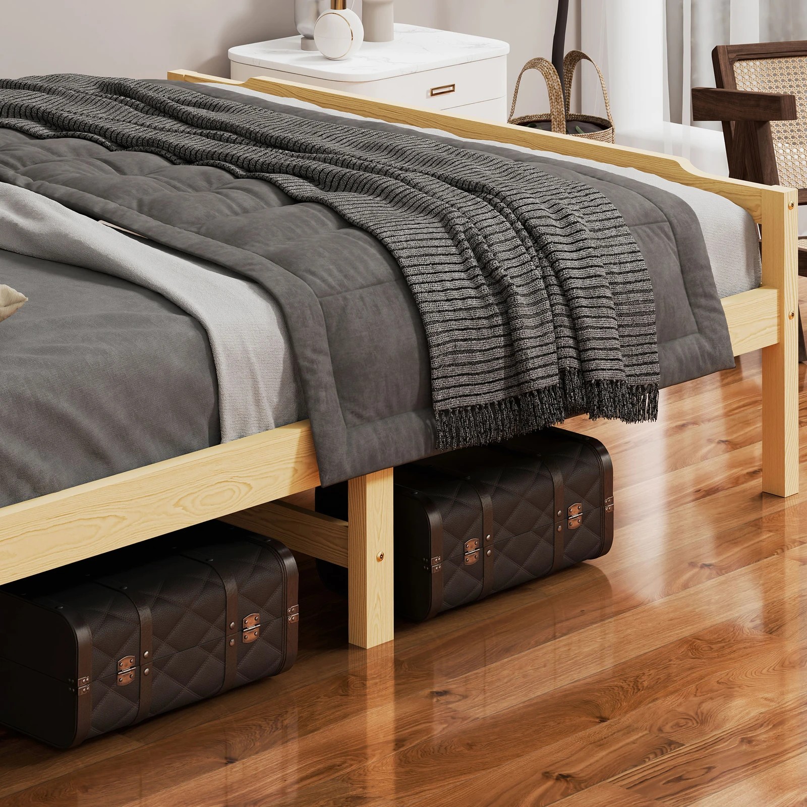 10 Alfordson Bed Frame Wooden Double Size Mattress Base Platform Timber - Natural, 10 of 10
