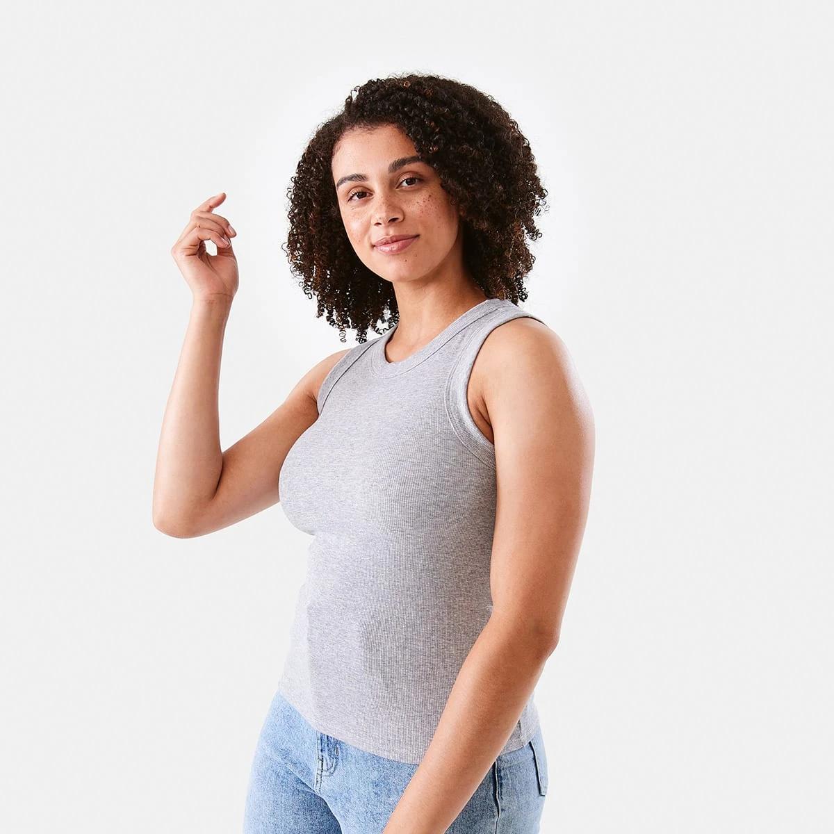 2 Sleeveless Rib Tank Ash Marl, 2 of 6