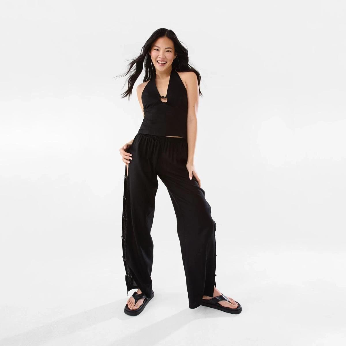 2 Linen Blend Beaded Top BLACK, 2 of 10