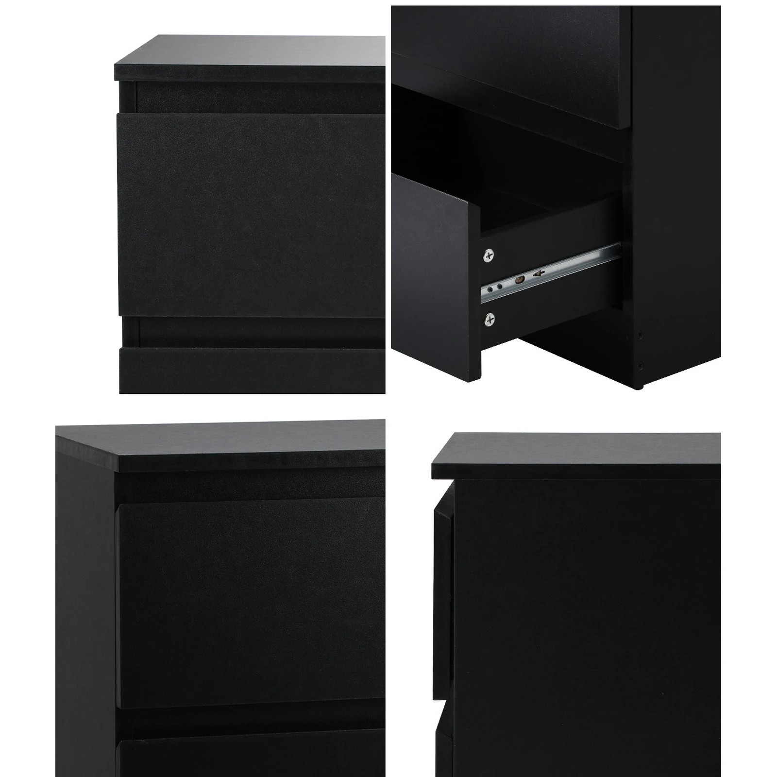 4 Oikiture Bedside Tables Set of 2 Nightstand Side End Table Storage Cabinet - Black, 4 of 9