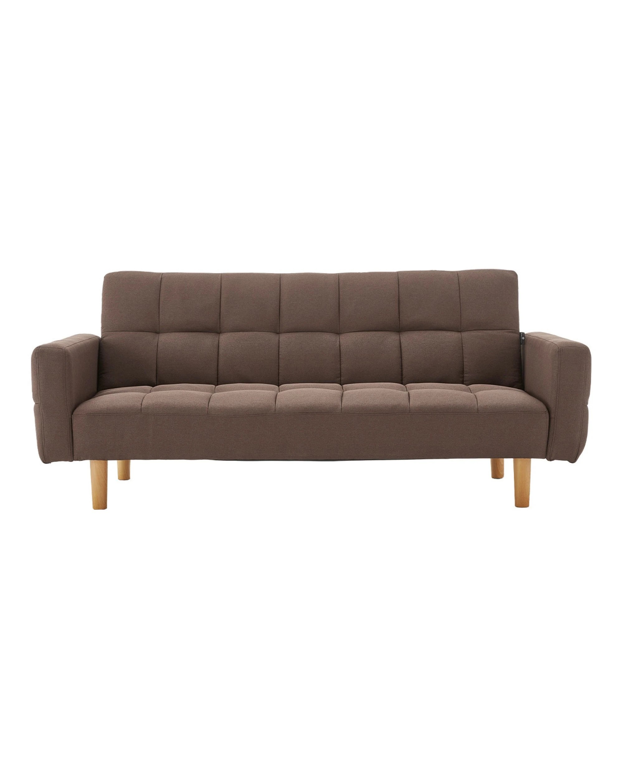 1 Sarantino 3-Seater Fabric Sofa Bed Futon - Brown, 1 of 10