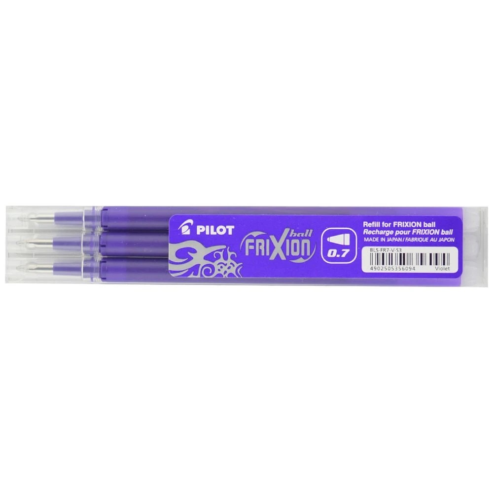 1 PILOT Frixion Erasable Gel Ink Refill 0.7mm Violet 3 Pack, 1 of 3