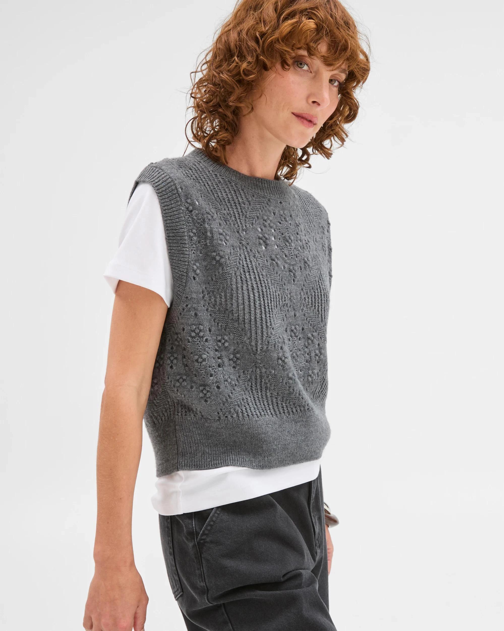 3 Target Woman Pointelle Knit Vest GREY MELANGE, 3 of 5