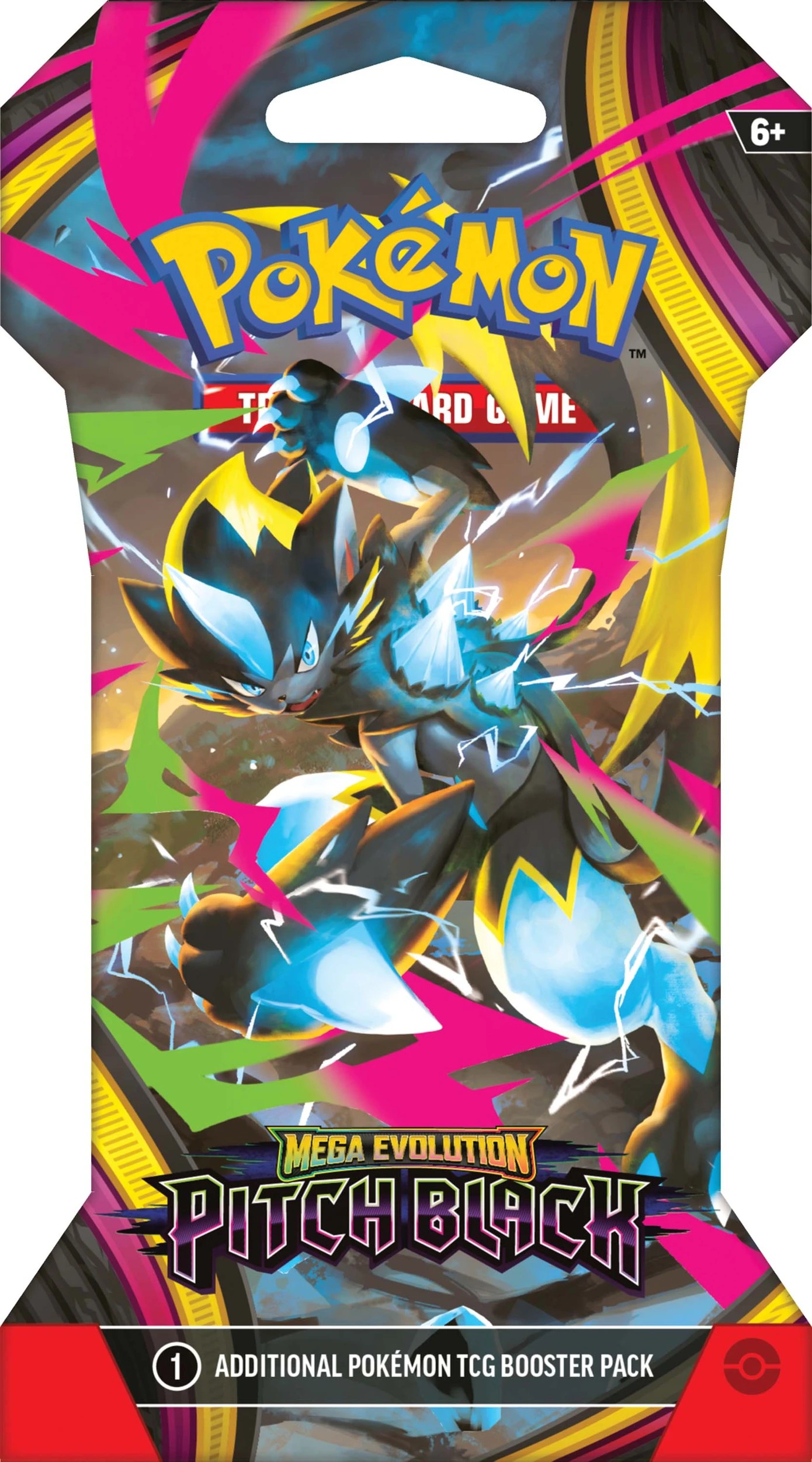 3 Pokemon Trading Card Game: Mega Evolution Pitch Black Sleeved Booster Pack - Assorted, 3 of 6
