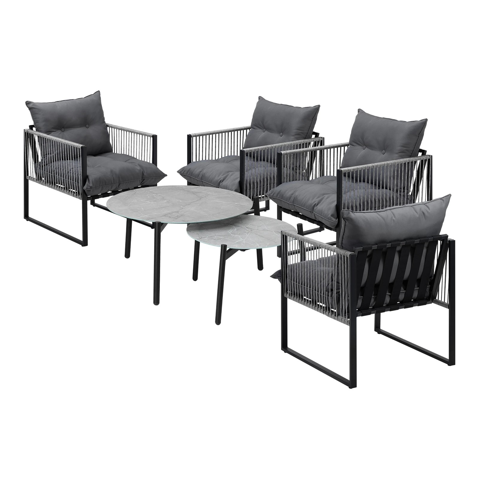 8 Livsip 6PCS Outdoor Patio Setting Lounge Chairs Grey 70cm Coffee Table Garden - Multi, 8 of 9