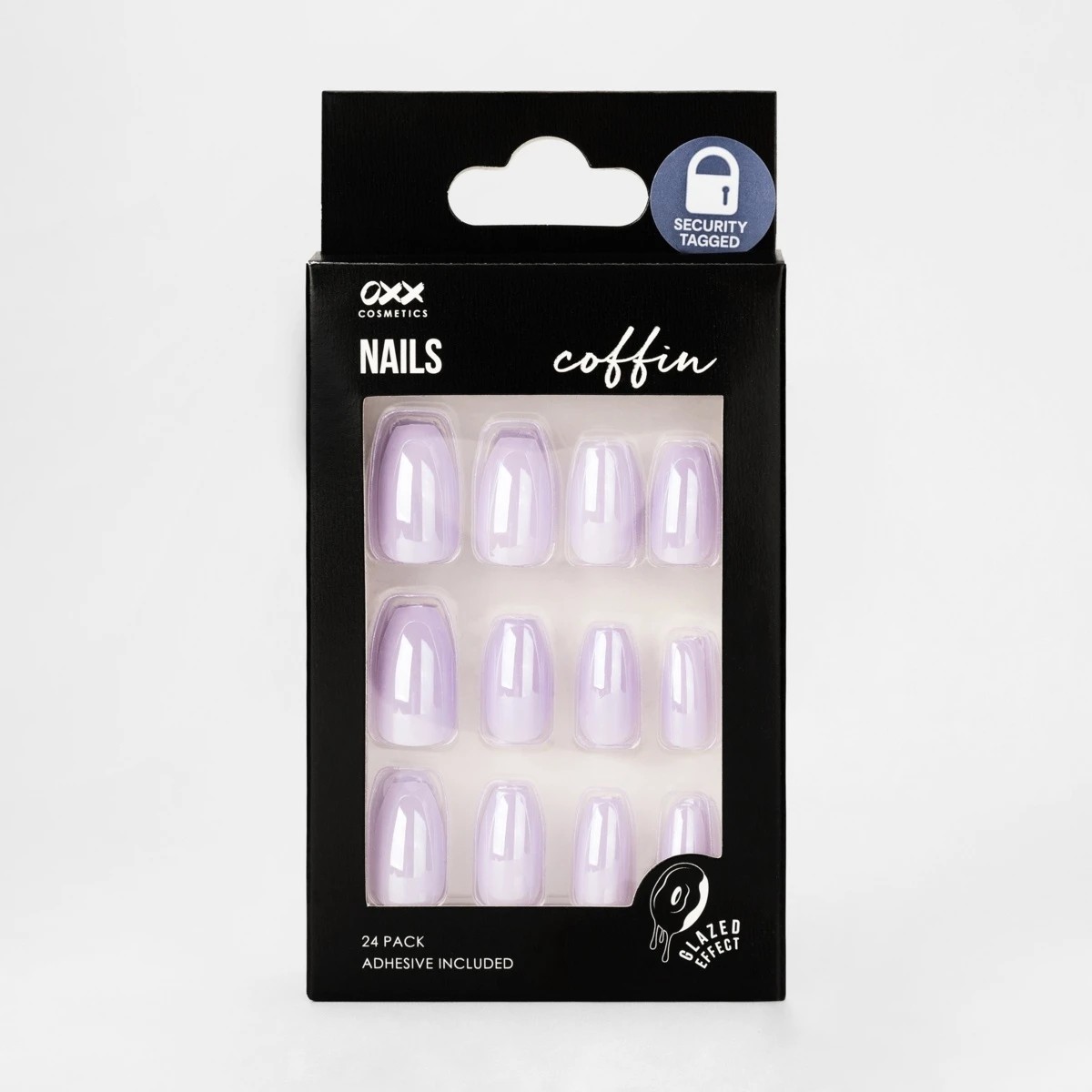 1 OXX Cosmetics 24 Pack False Nails with Adhesive - Coffin Shape, Glazed Effect, 1 of 5
