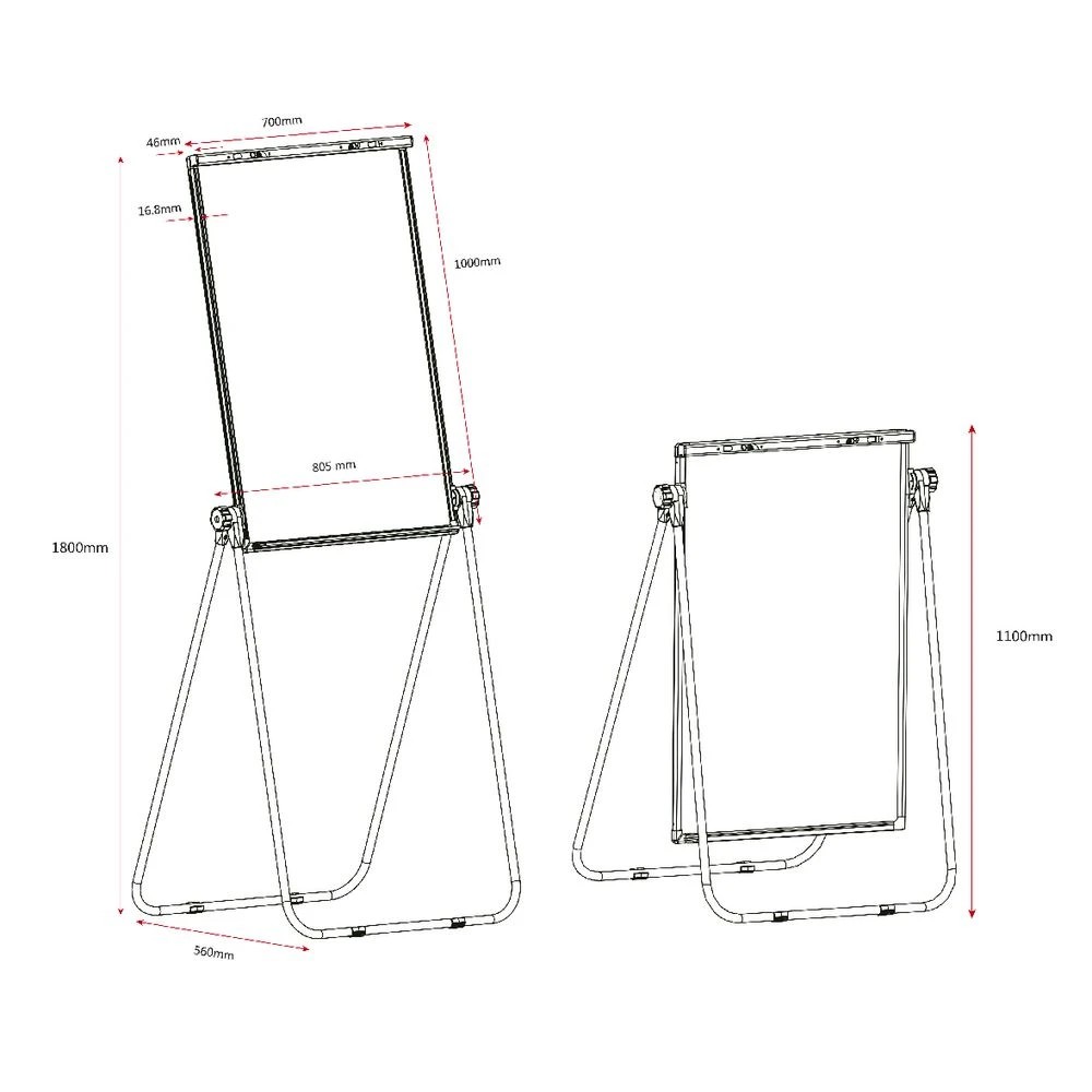 2 J.Burrows Magnetic Flipchart Easel 700 x 1000 mm, 2 of 2