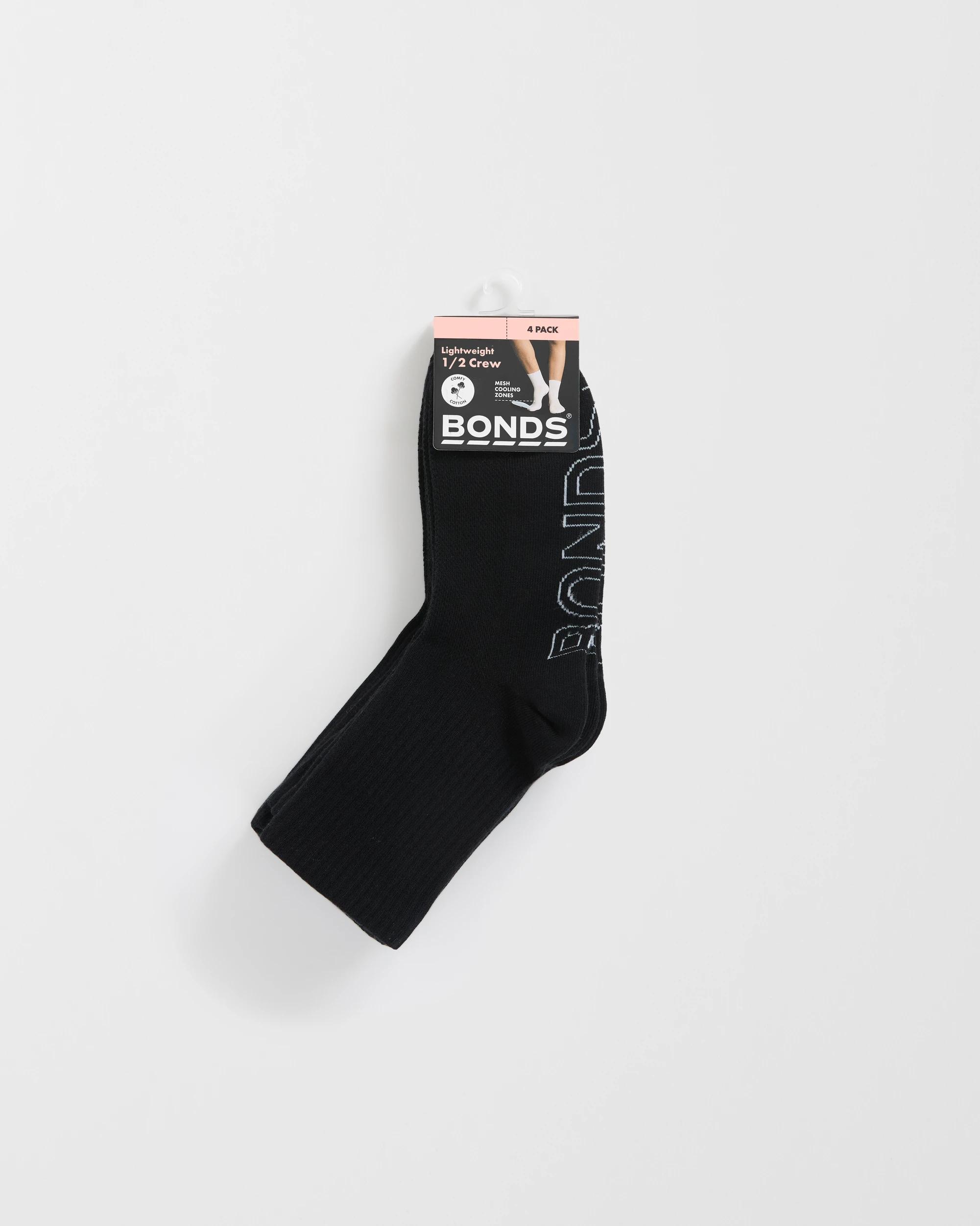 3 Logo Lightweight Crew Socks 4 Pack - Bonds BLACK, 3 of 3