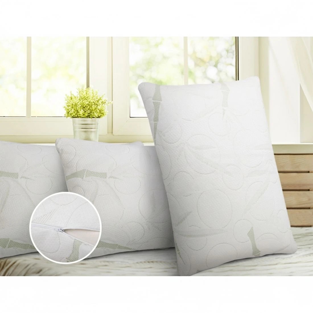 4 Giselle Bedding Memory Foam Pillow Bamboo Twin Pack - White, 4 of 7