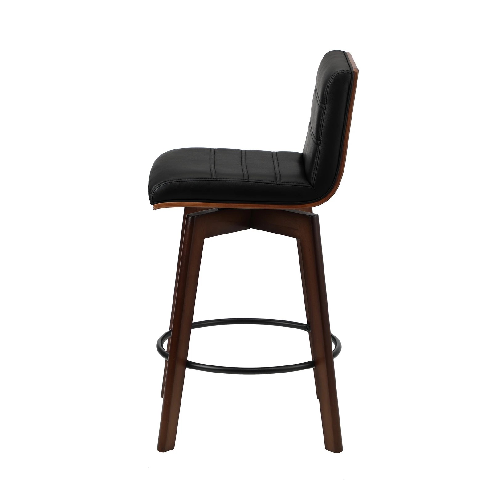 4 Oikiture 4x Wooden Bar Stools Kitchen Counter Swivel Dining Chair Pu Leather
 - Black, 4 of 9