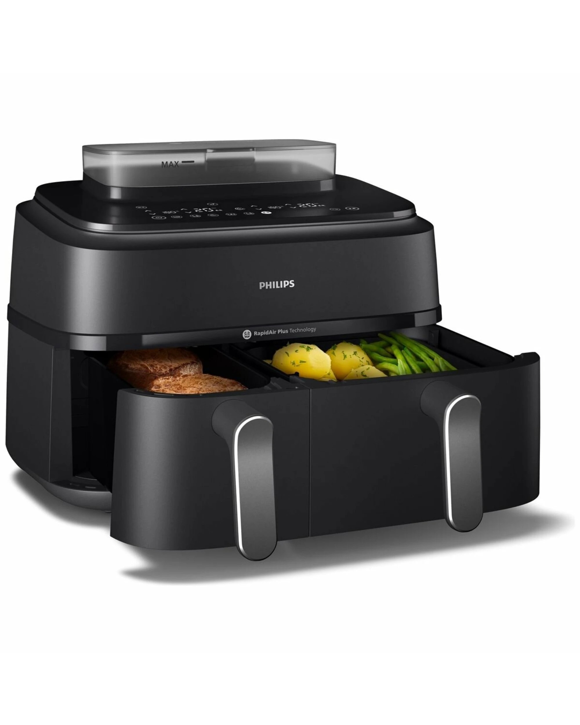 2 Philips 5000 Series 9L Dual Basket Airfryer XXL Steam Black, 2 of 5