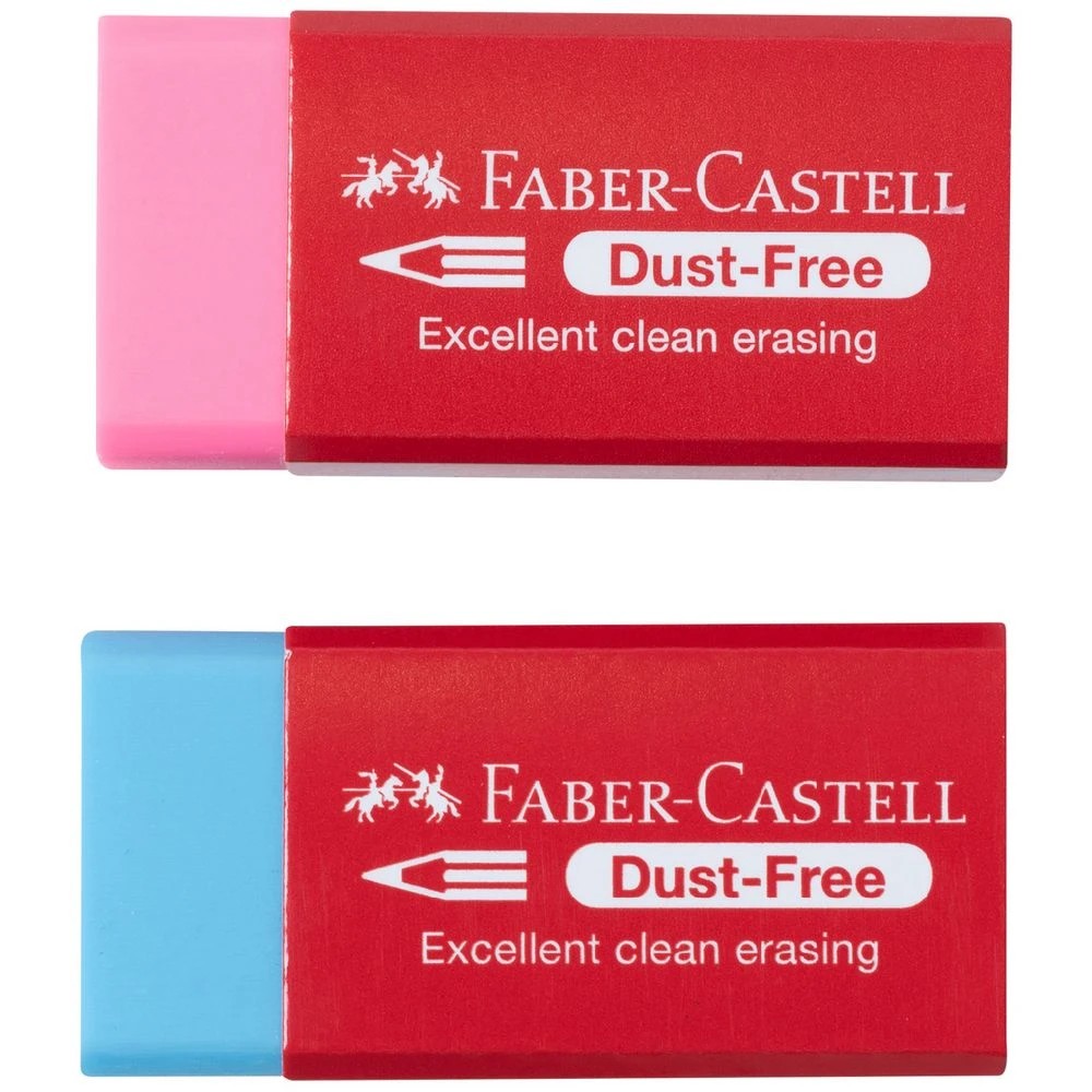 2 Faber Castell Dust-Free Eraser 2 Pack Blue/Pink, 2 of 2
