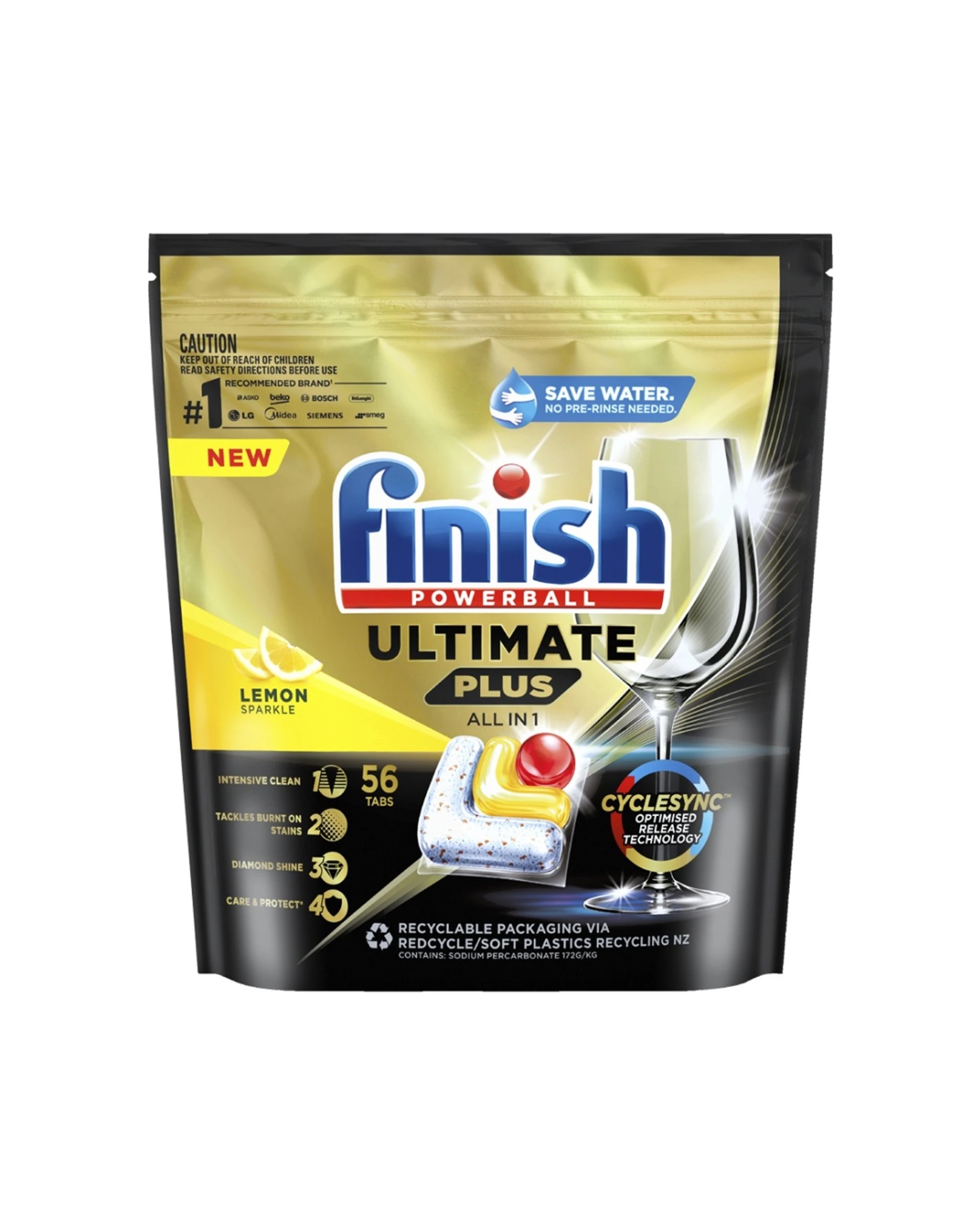 1 Finish Powerball Ultimate Plus All In 1 Dishwashing Tablets Lemon Sparkle, 1 of 3