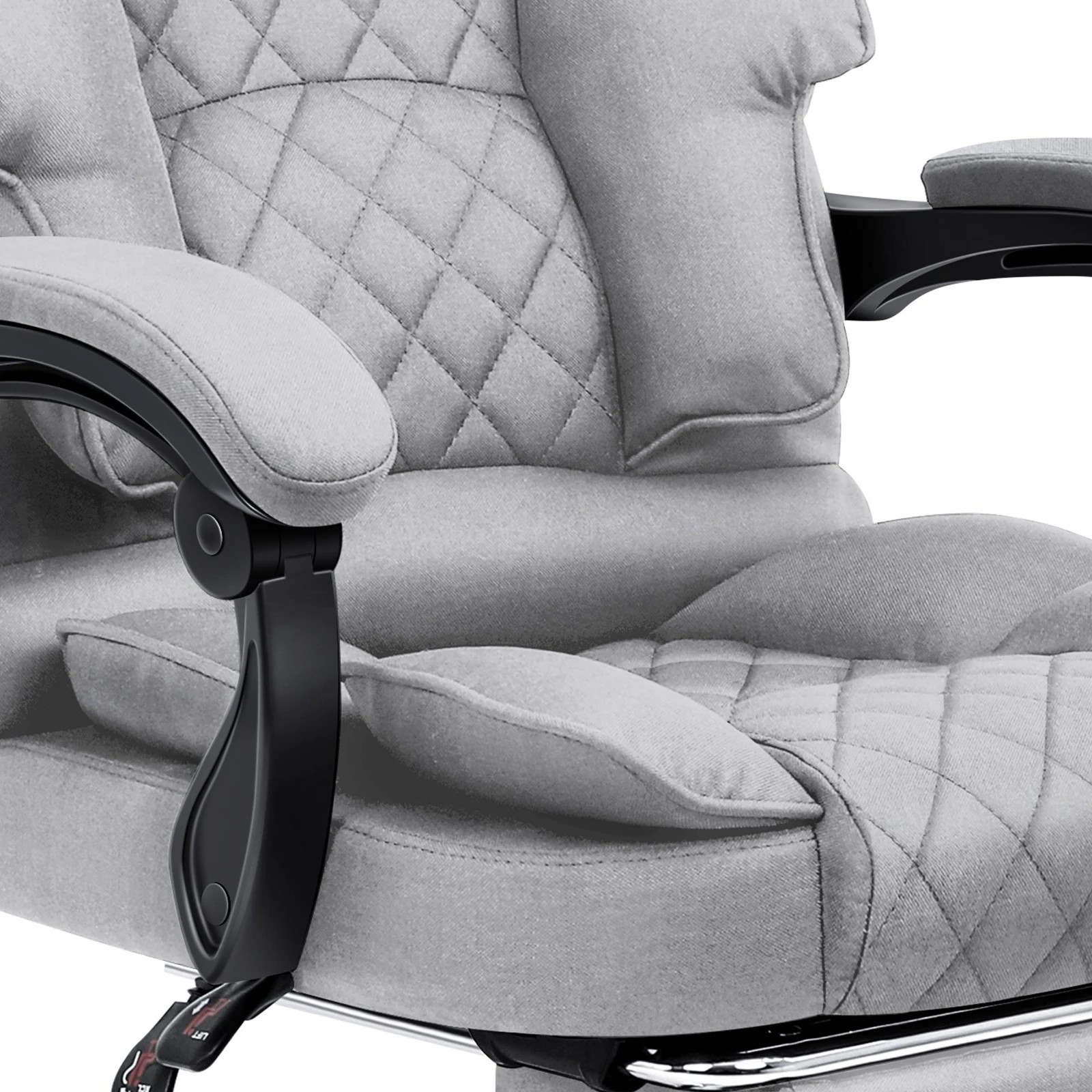 6 Alfordson Office Chair Gaming Executive Seat Computer Racer Fabric Recliner - Grey, 6 of 10