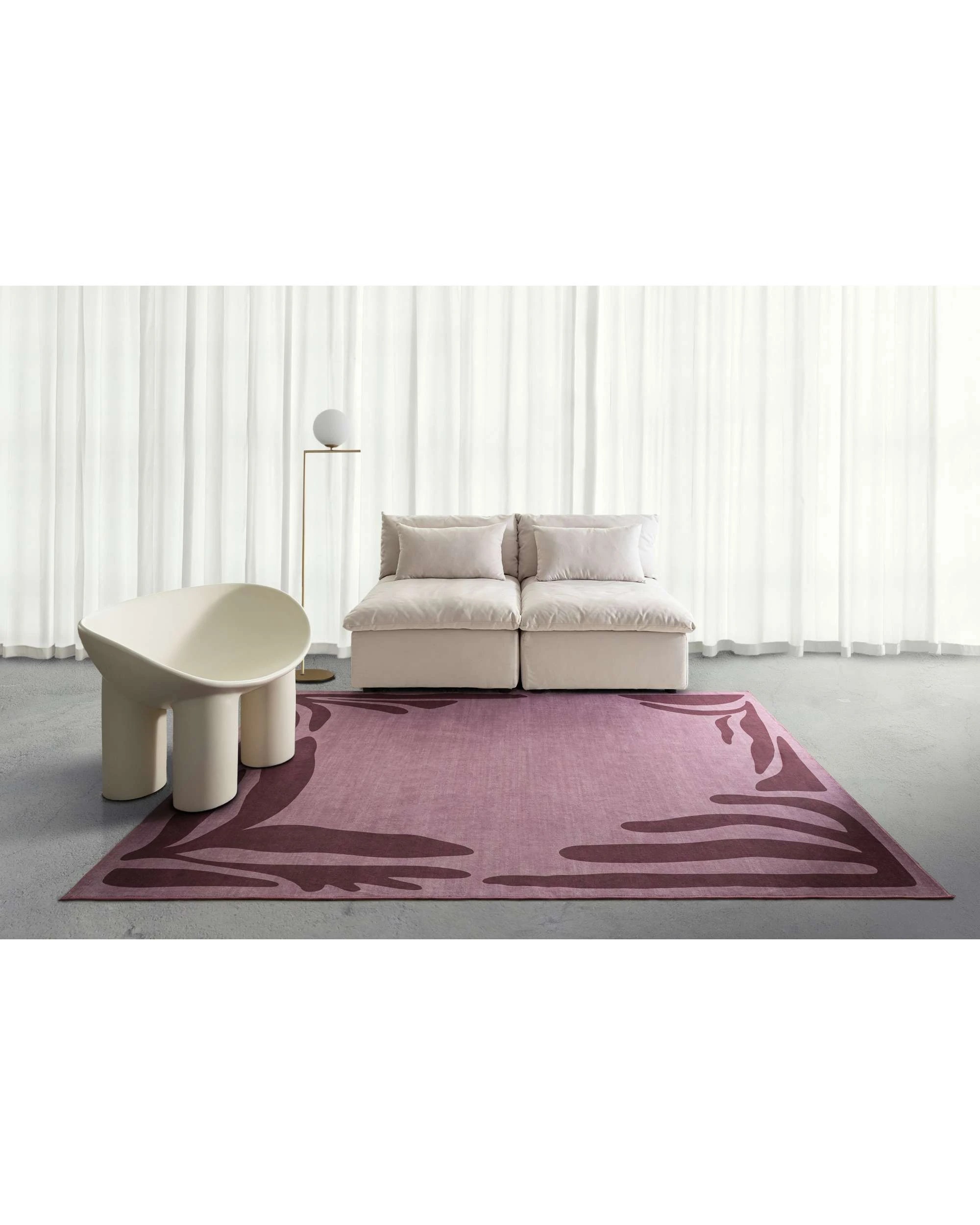 2 Loopsie Pasto Tonal Botanical Border Washable Rug-320cm x 230cm - Purple, 2 of 8