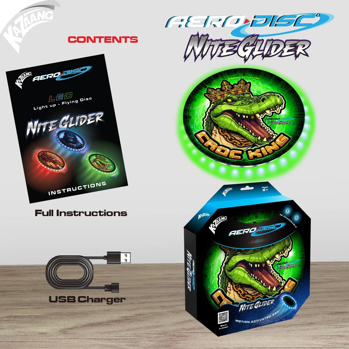 6 Kazaang Aero Disc Nite Glider - Croc King, 6 of 8