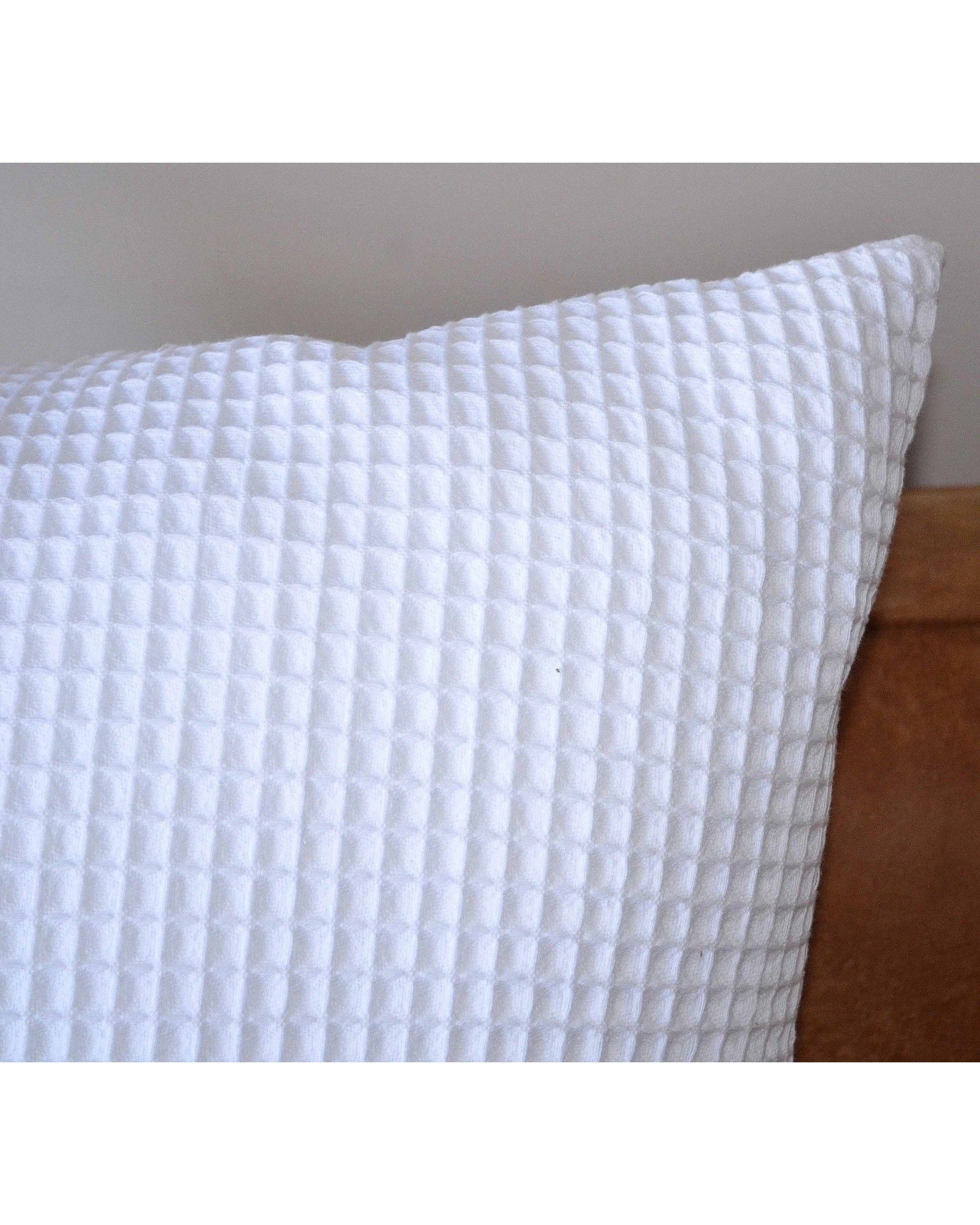 3 Cotton More 2pc Chunky Waffle 100% Cotton European Cushion Cover Set 65x65cm - White, 3 of 3