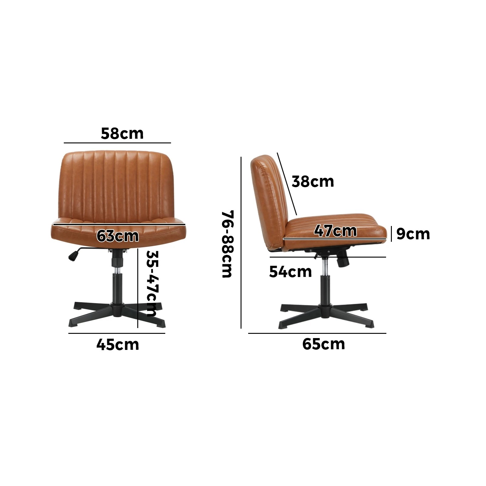 10 Oikiture Mid Back Armless Office Desk Chair Wide Seat Faux Leather
 - Brown, 10 of 10