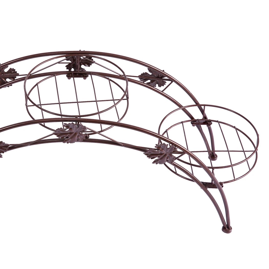 5 Levede  2 Pcs Arch Shape Metal Plant Stand with 3 Plant Pot Space - Bronze, 5 of 8