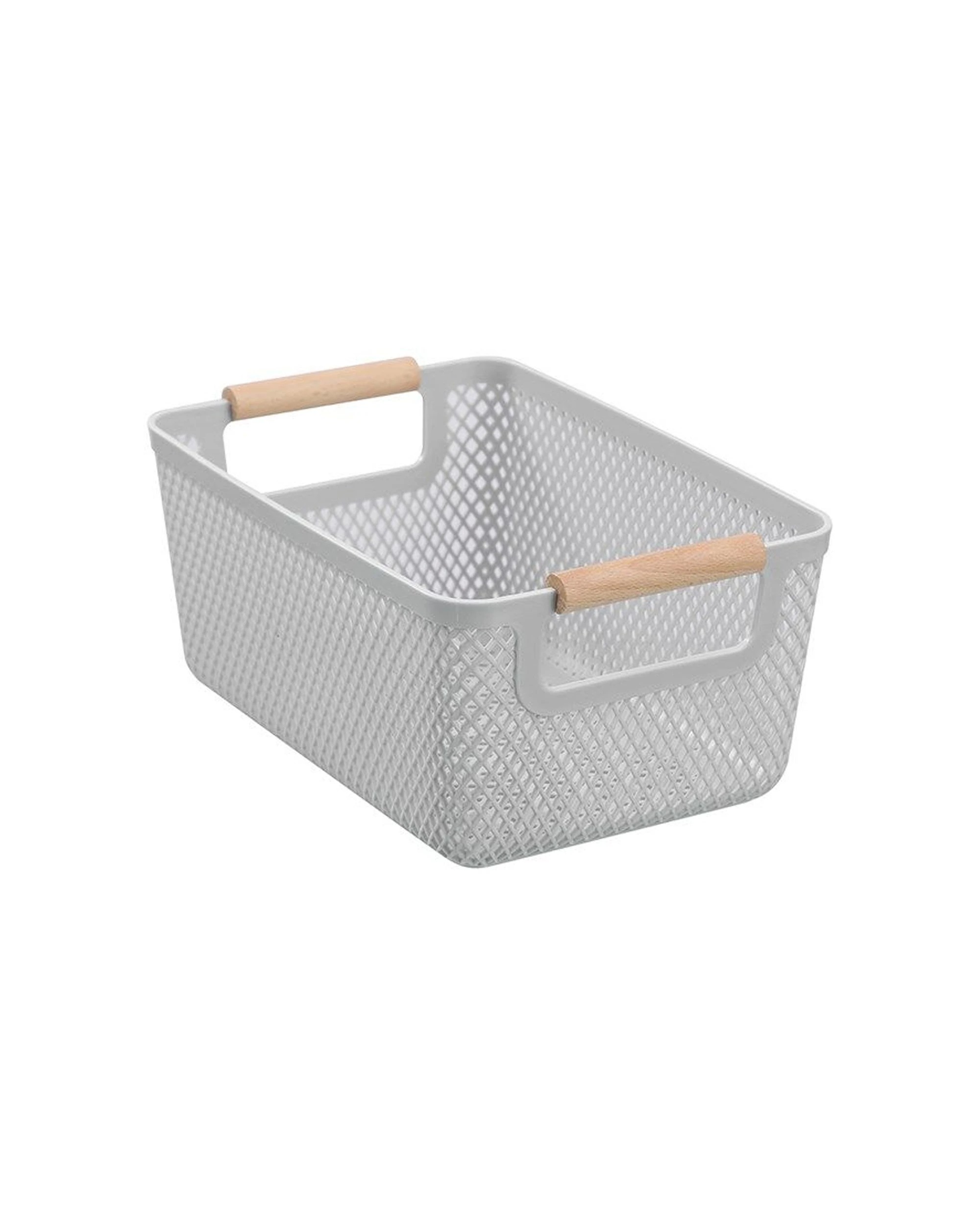 3 Boxsweden 6PK Mesh Plastic Basket Wood Handle Small 26.5x18x12cm - Multi, 3 of 7
