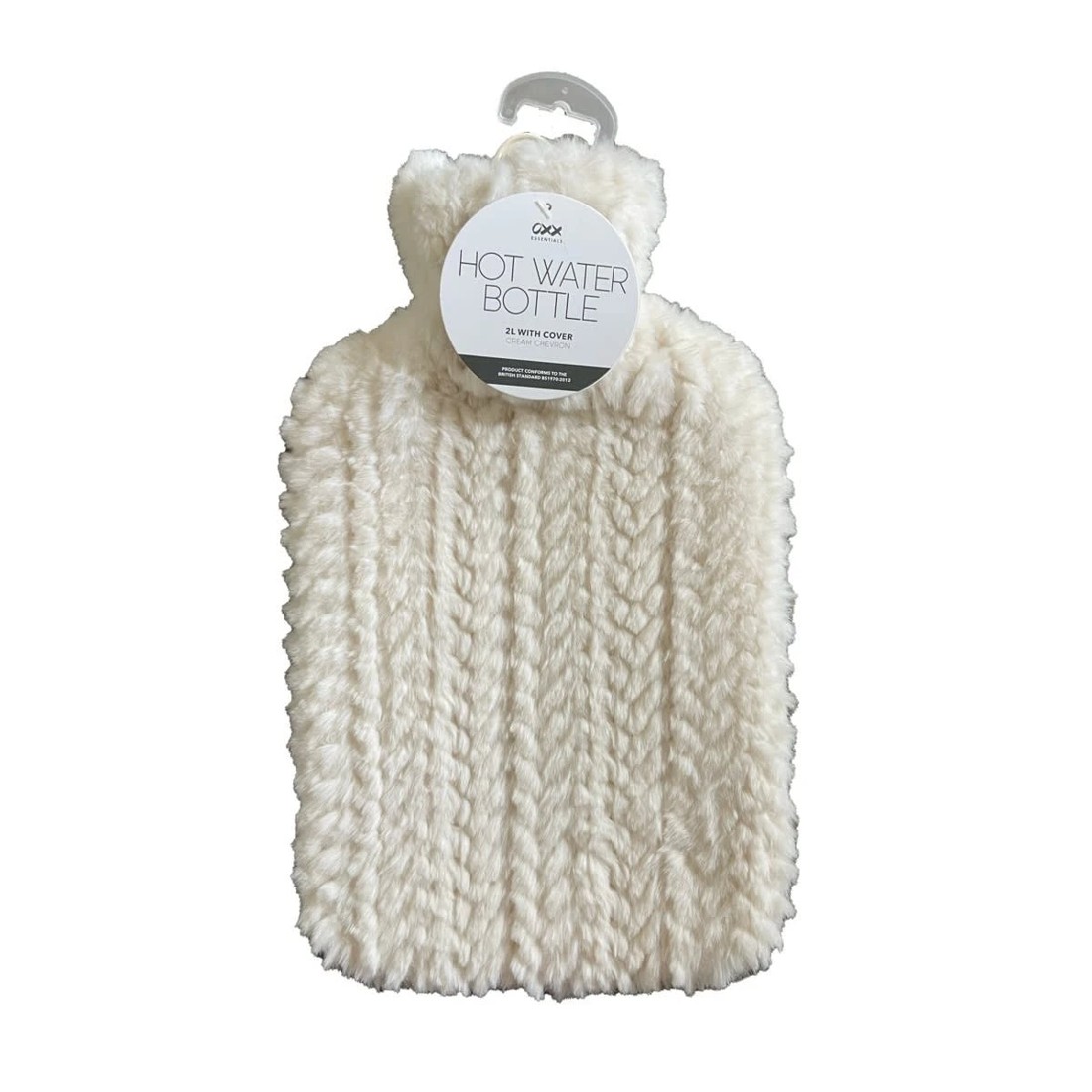2 2L OXX Essentials Hot Water Bottle with Cream Chevron Cover, 2 of 2