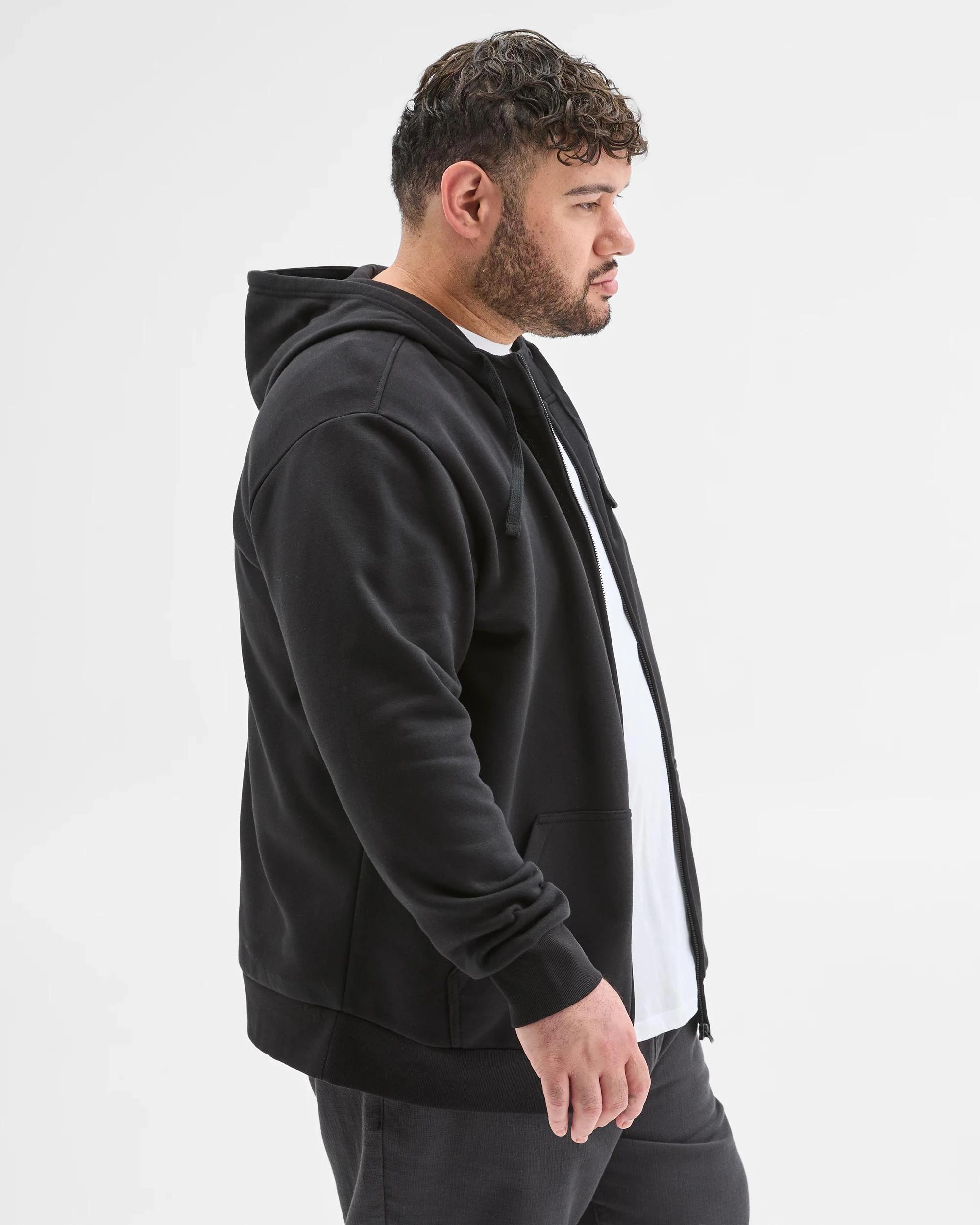 5 Target Man Plus Plus Size Core Australian Cotton Blend Zip Thru Hoodie BLACK, 5 of 6