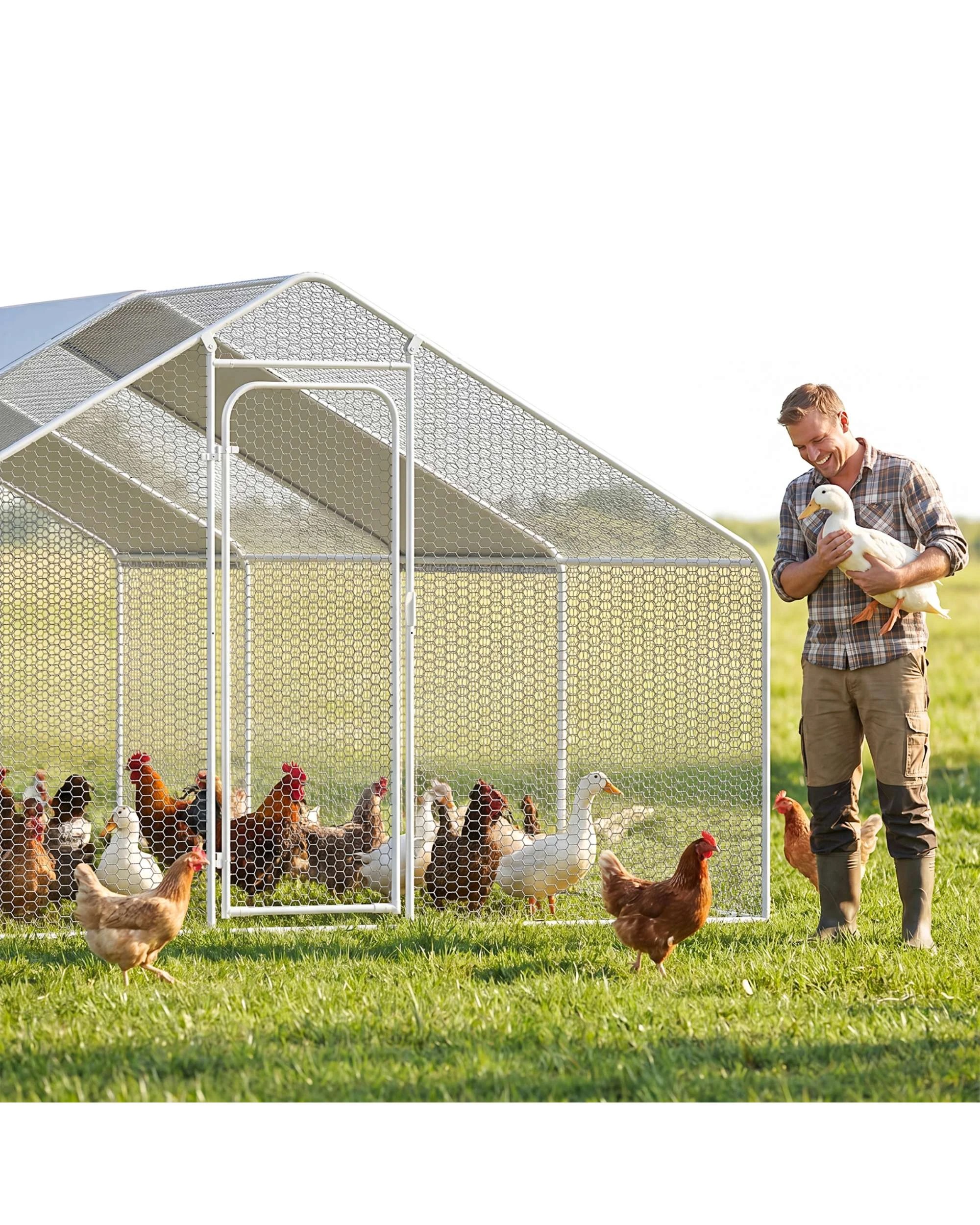 3 Advwin Large Chicken Coop Walk In Run Cage Rabbit Hutch 300x600x196cm, 3 of 8
