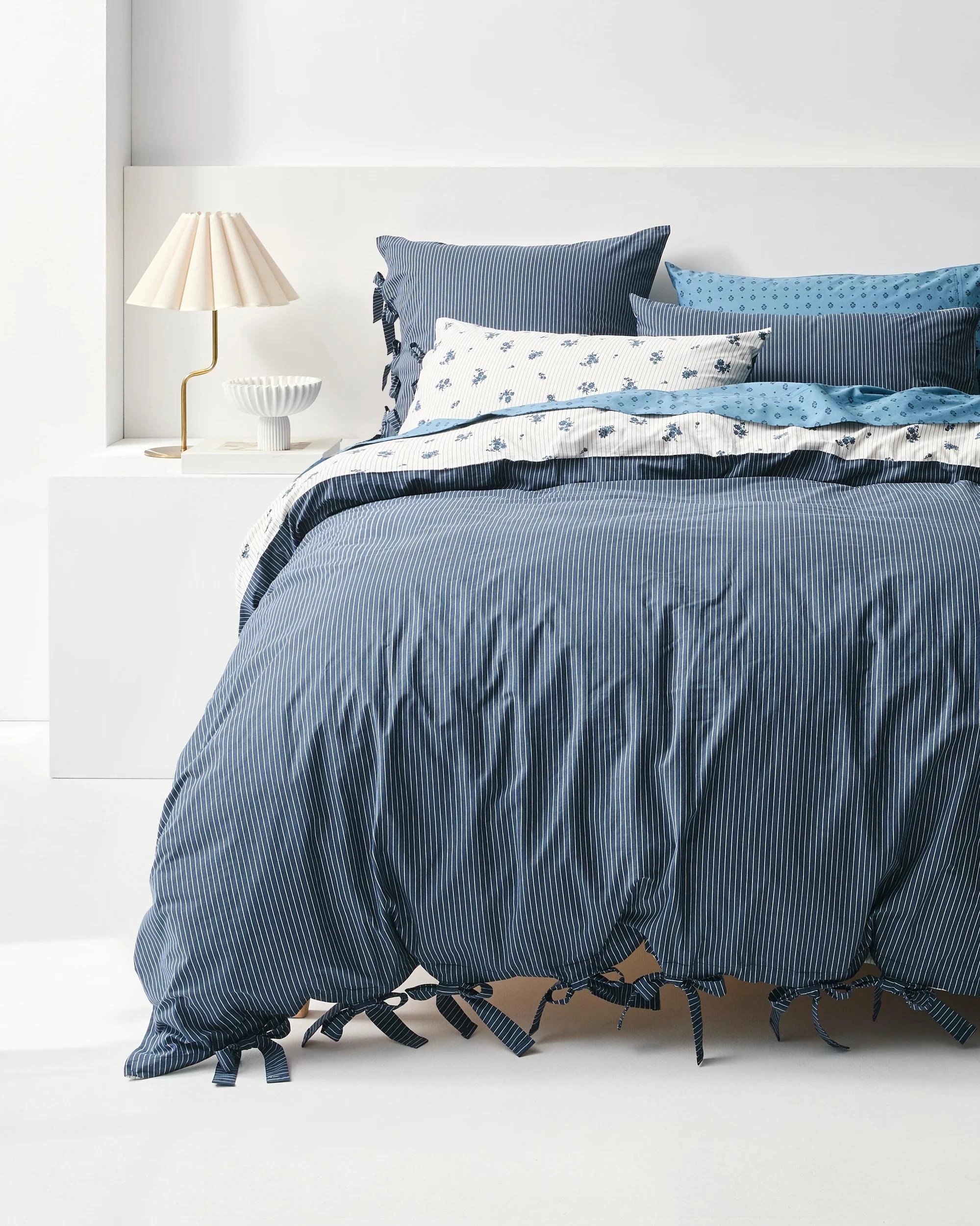 2 Target Ezra Floral Pinstripe Australian Cotton Reversible Quilt Cover Set - King Bed - White, 2 of 6