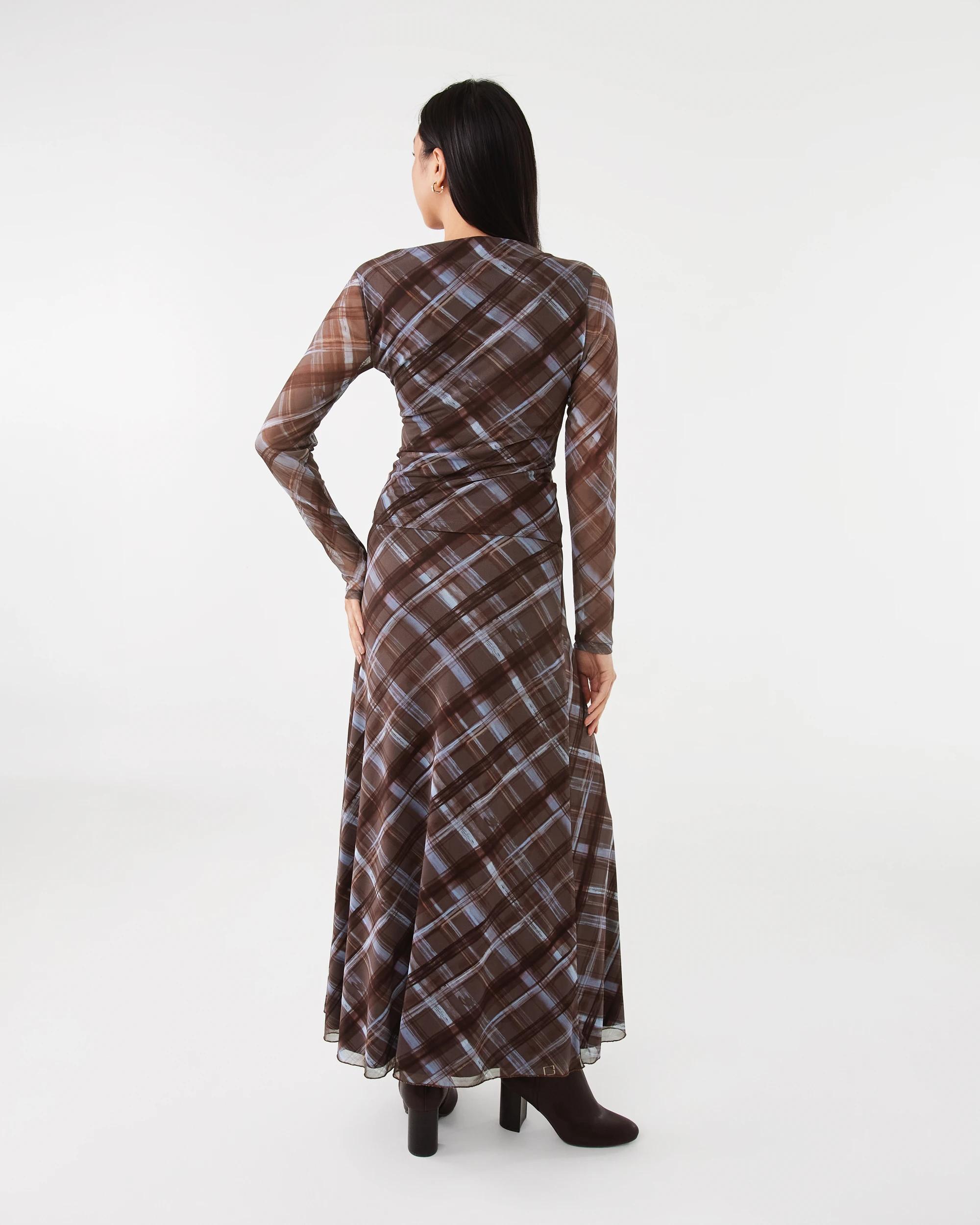 4 Check Mesh Maxi Skirt Choc Chk, 4 of 9