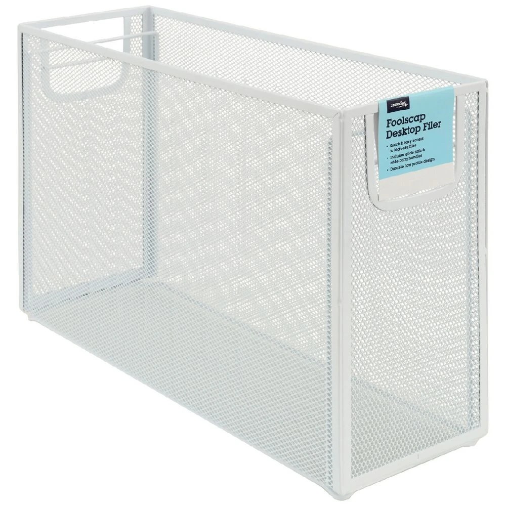 1 J.Burrows Mesh Foolscap Suspension File Holder White, 1 of 3