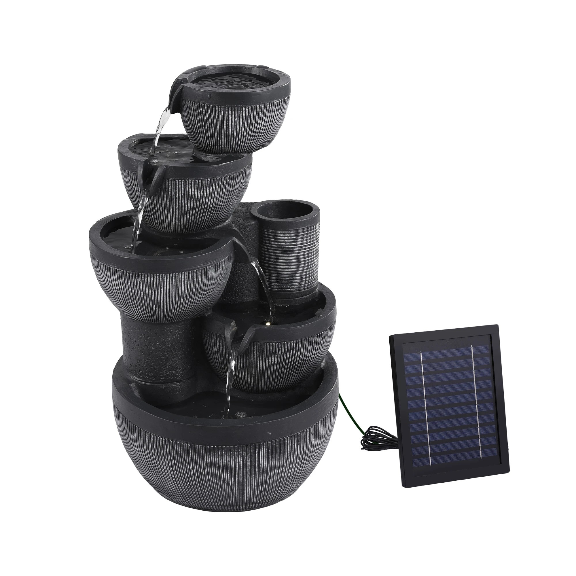 4 Gardeon Solar Fountain Water Feature 5-Tier Cascading Bowl 51cm - Grey, 4 of 9