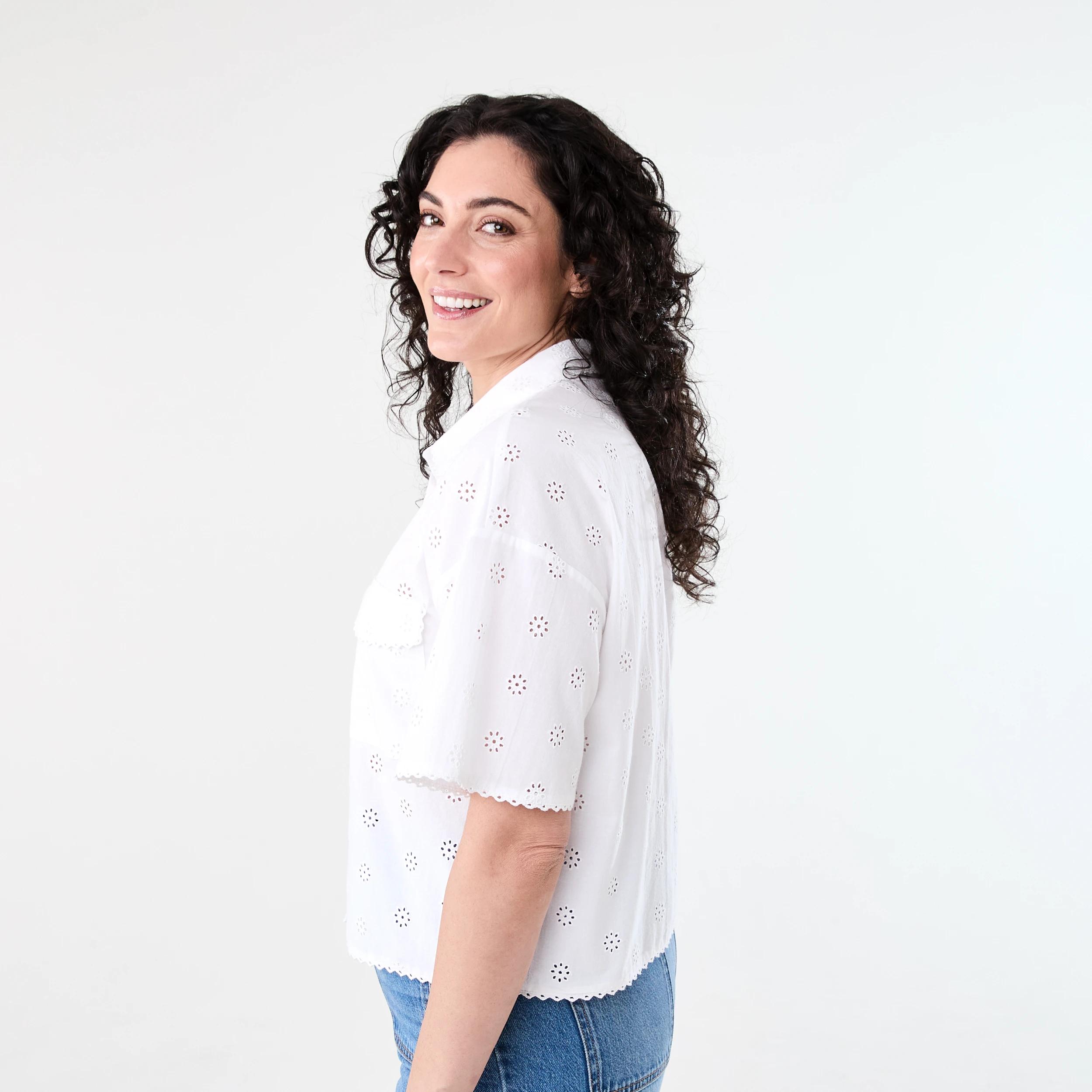 2 Short Sleeve Broderie Shirt White, 2 of 7