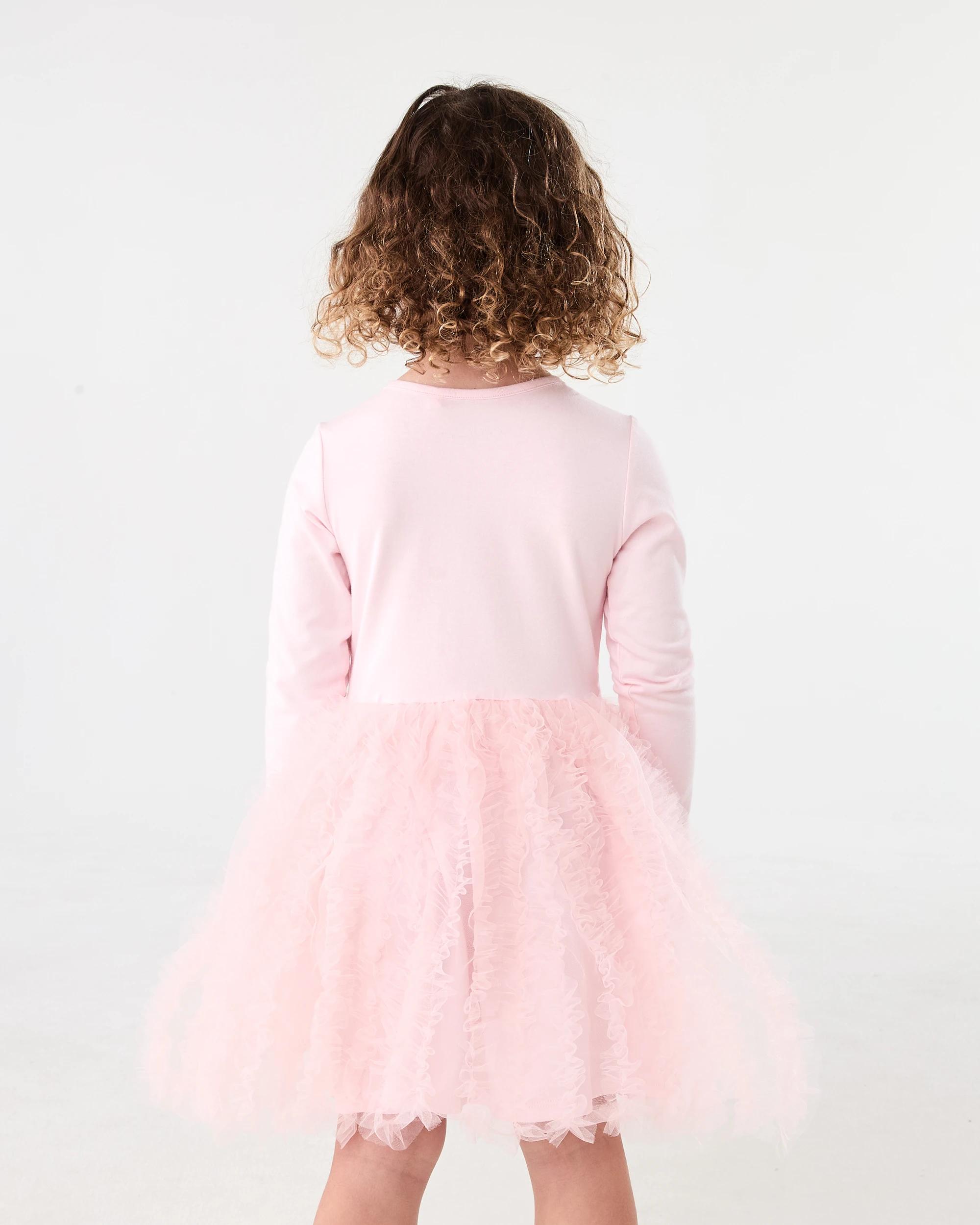 2 Long Sleeve Rib Tutu Dress Pnk Bow, 2 of 9