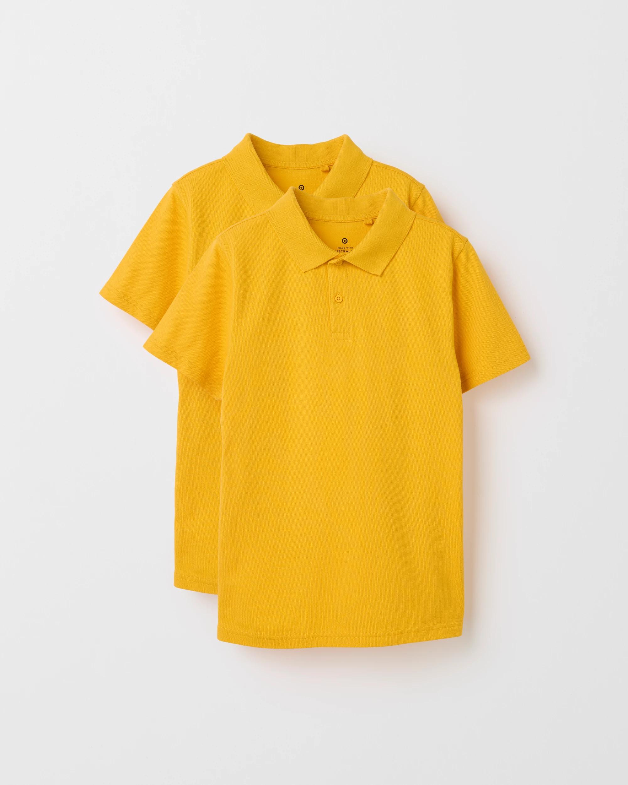 1 Target Australian Cotton 2 Pack Short Sleeve Polo T-Shirt YELLOW, 1 of 3