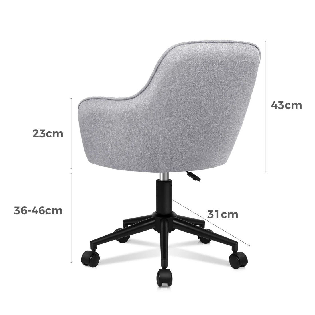 7 Alfordson Office Chair Fabric Armchair Computer Swivel Adult Kids - Grey, 7 of 10