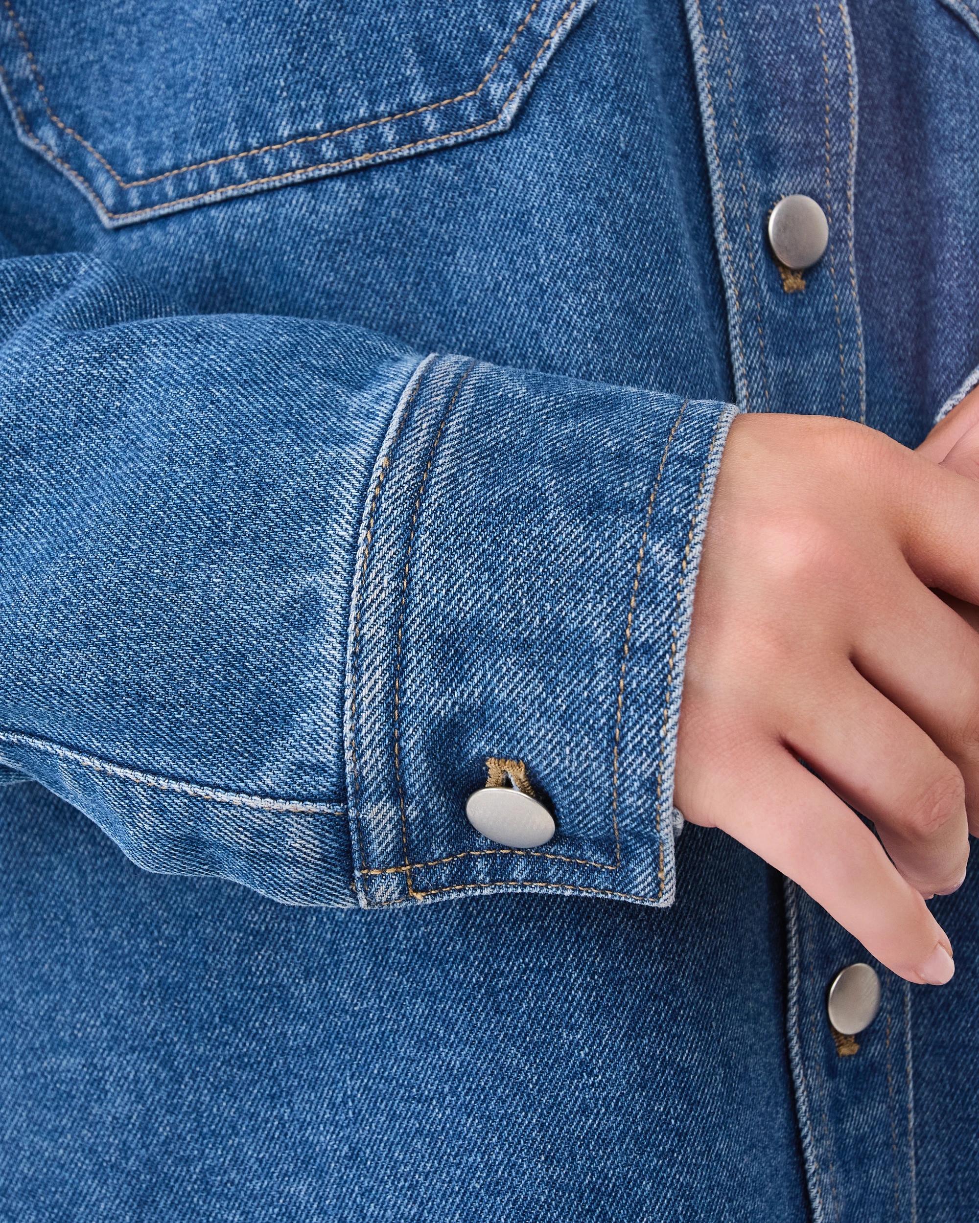 6 Long Sleeve Denim Shirt Mid Wash, 6 of 6