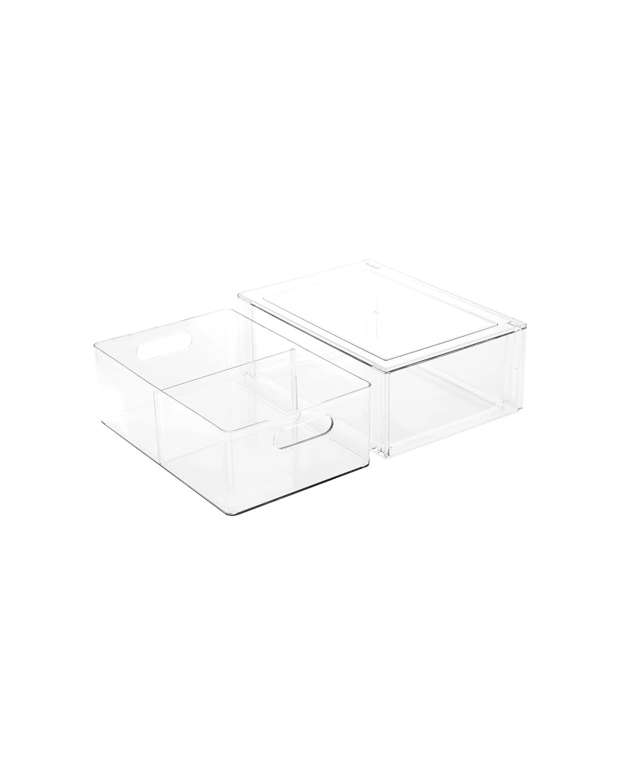 3 Boxsweden 35cm Crystal Storage Drawer With Divider Stackable Organiser - Home Storage Container.
 - Clear, 3 of 4