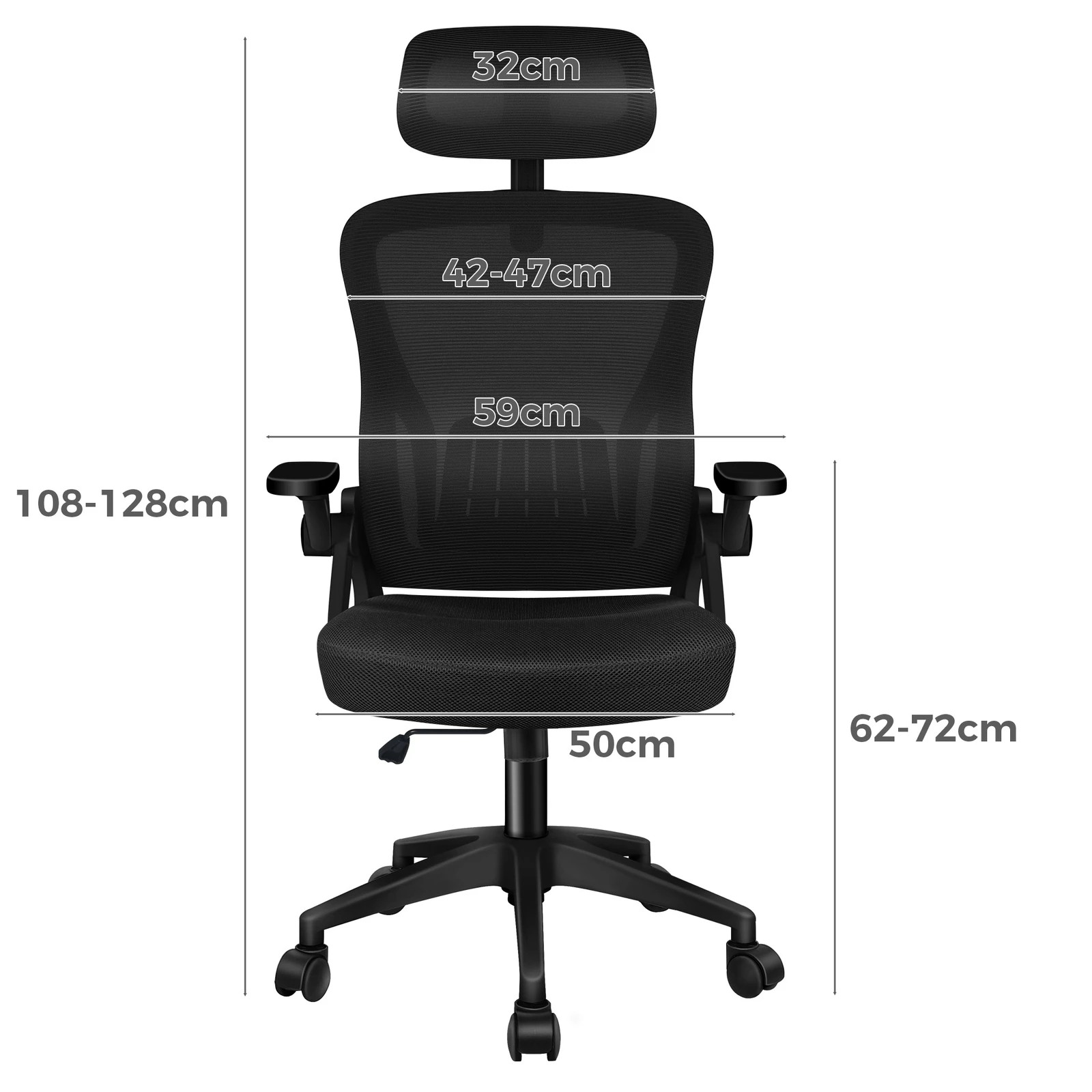 6 Alfordson Mesh Office Chair Executive Fabric Seat Tilt Gaming Racing Computer - Black, 6 of 10