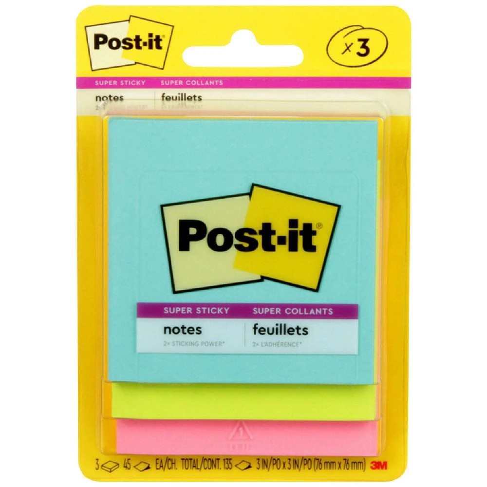 1 Post-it Super Sticky Notes 76 x 76mm Supernova Neons 3 Pack, 1 of 8
