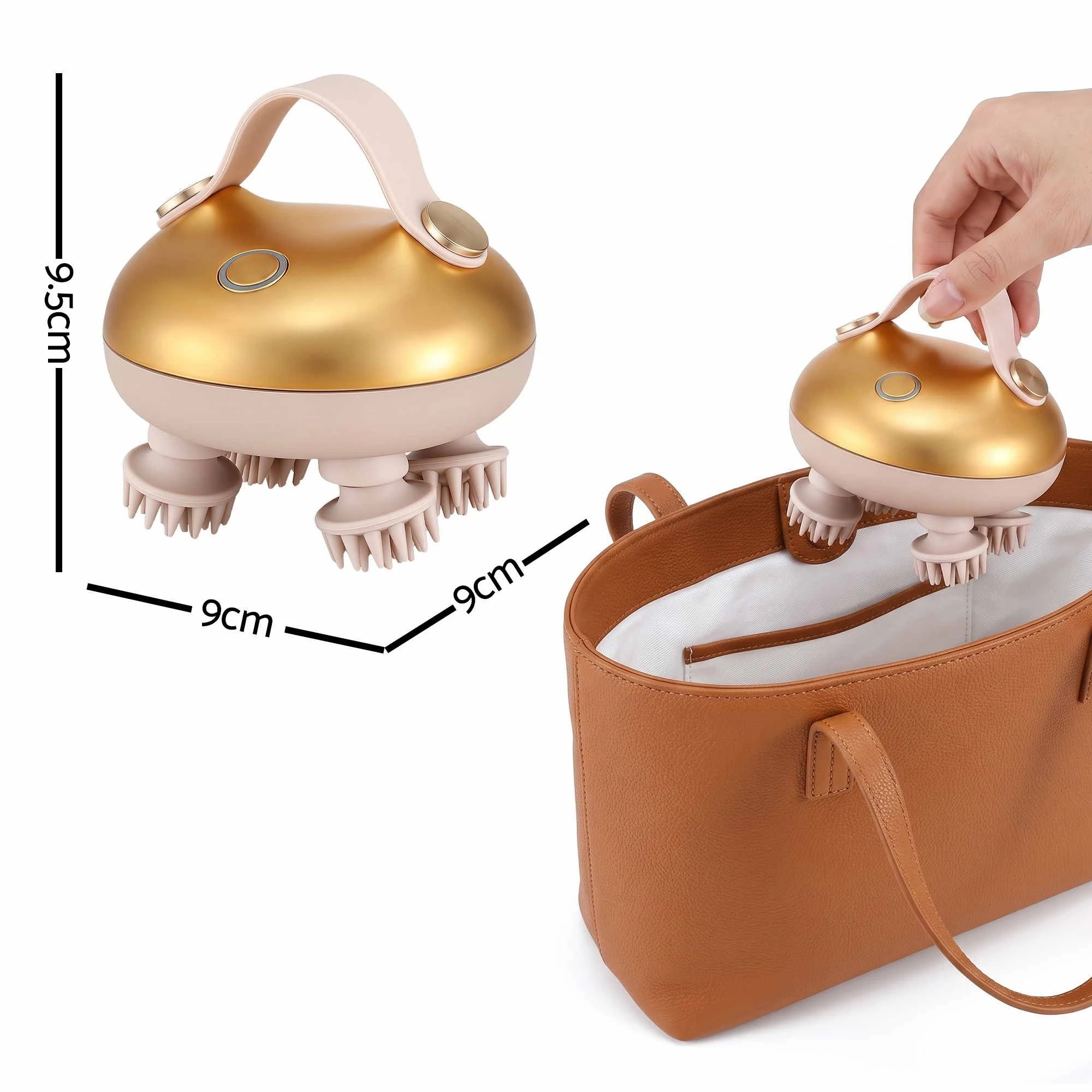 3 Livemor Scalp Massager Kneading Head Massager Scalp Stress Relax Portable Hair Shower Cat Massager - Gold, 3 of 9