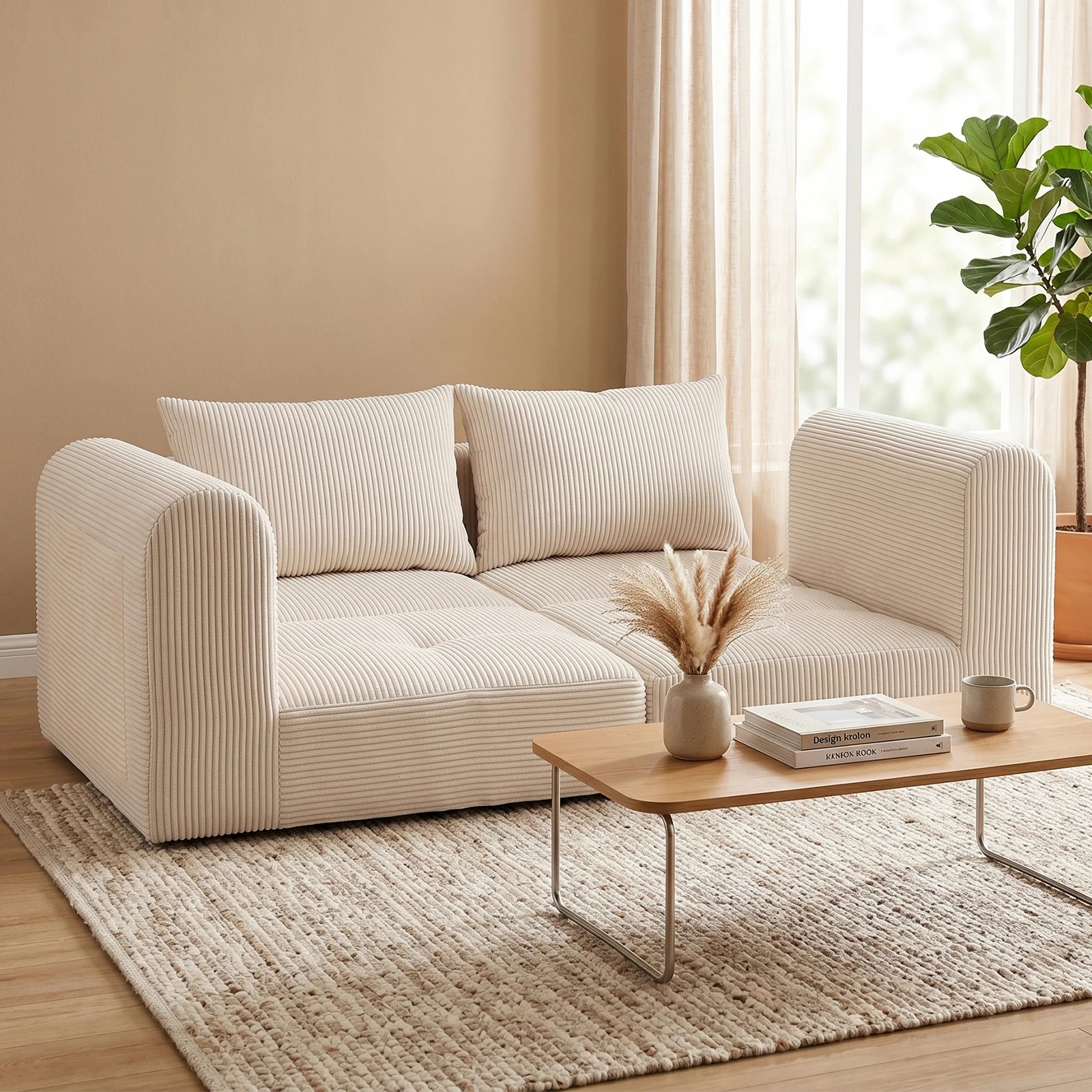 4 Advwin 172cm Modular Sectional Loveseat Sofa 3 in 1 Convertible Floor Lounger Boneless Cloud Couch - Beige, 4 of 6