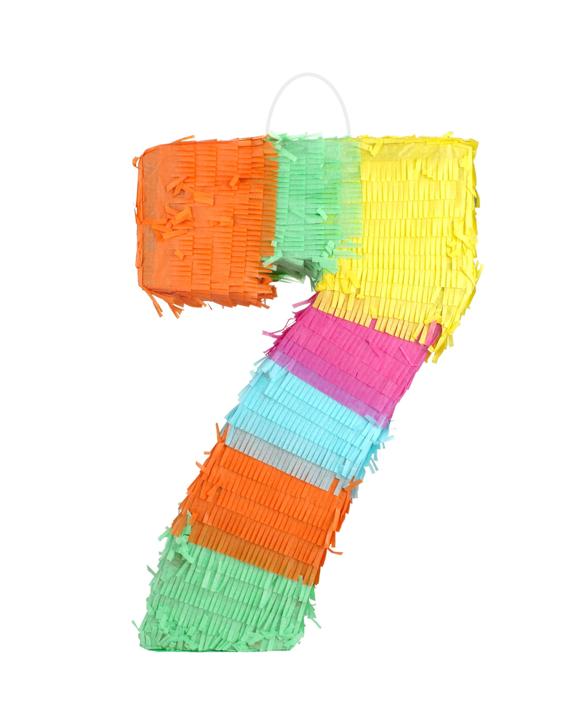 Partyrama Rainbow Number 7 Pinata - Rainbow