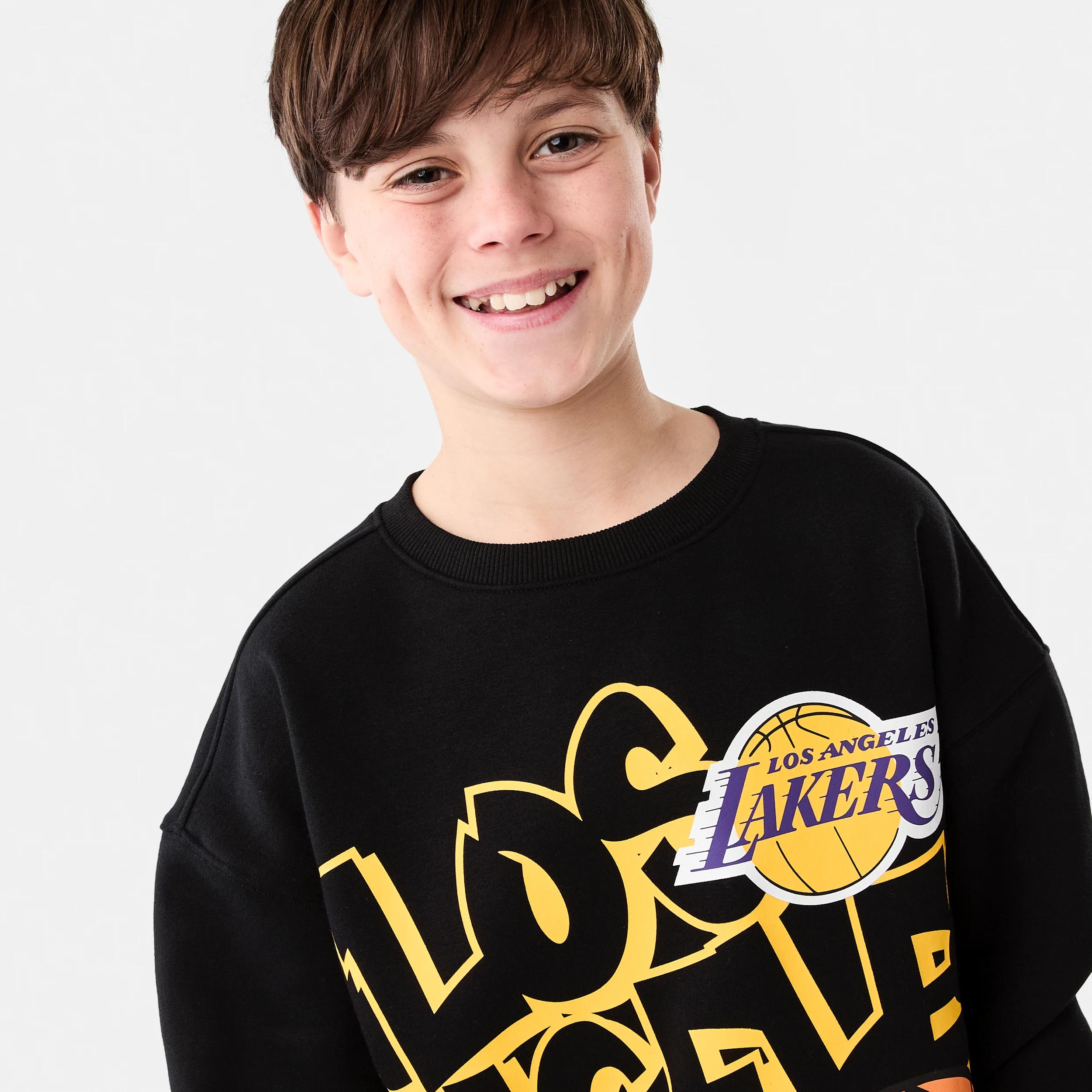 4 Official NBA Kids Fleece Crew Neck Top BLACK LAKERS FLEECE CREW, 4 of 7