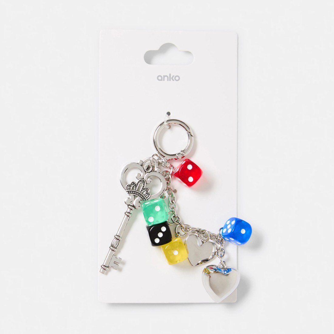 3 Dice Bag Charm Keyring - Silver Tone, 3 of 3