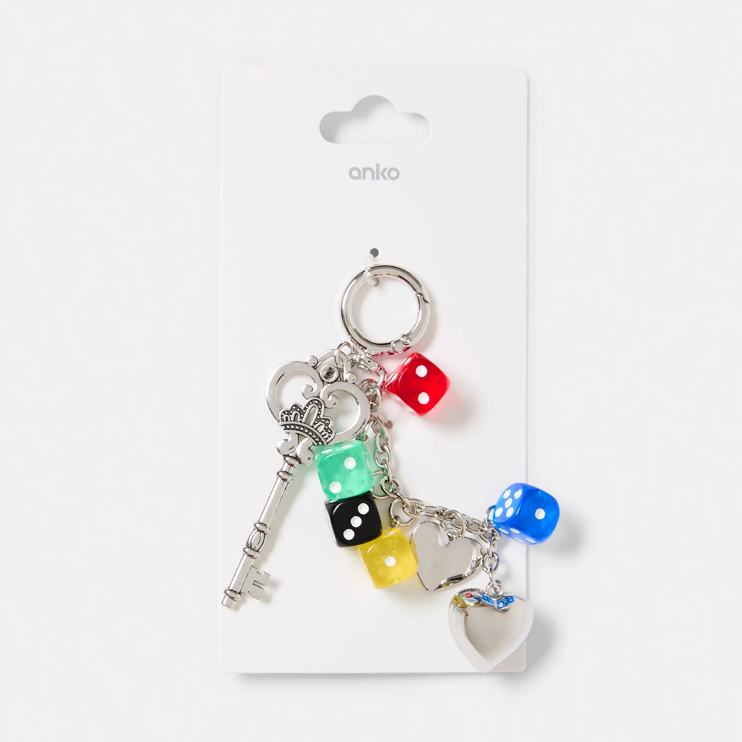 3 Dice Bag Charm Keyring - Silver Tone, 3 of 3