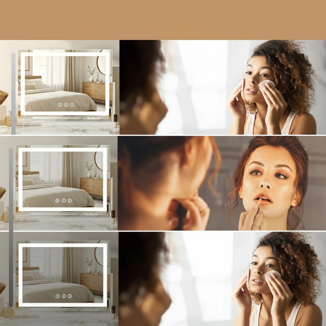 5 Embellir Makeup Mirror 80x58cm 360° Rotatable Vanity Mirror with Lights Bright Light Strip Adjustable - Multi, 5 of 8